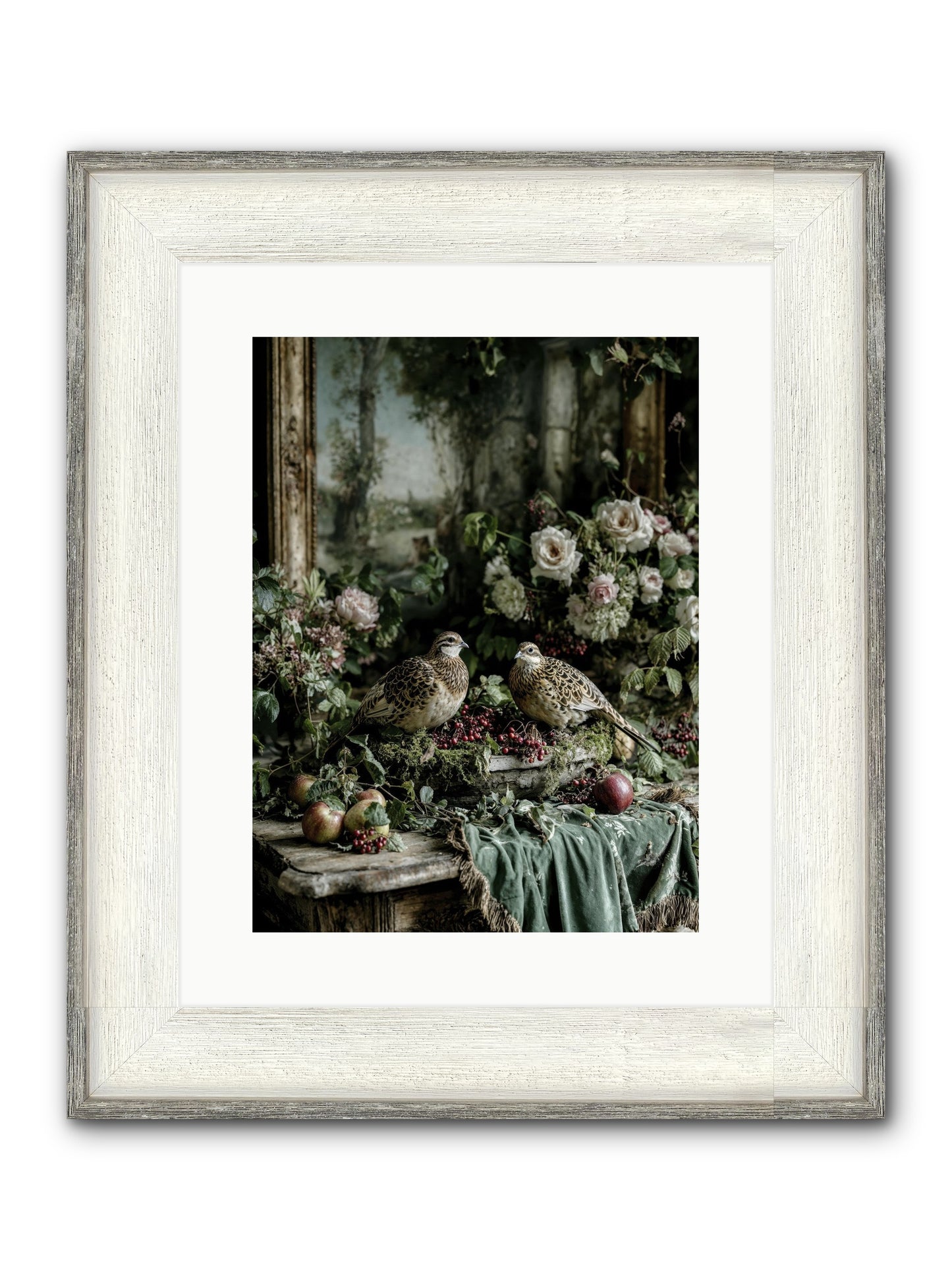 Rose Muses Framed Print - Driftwood White 12x16