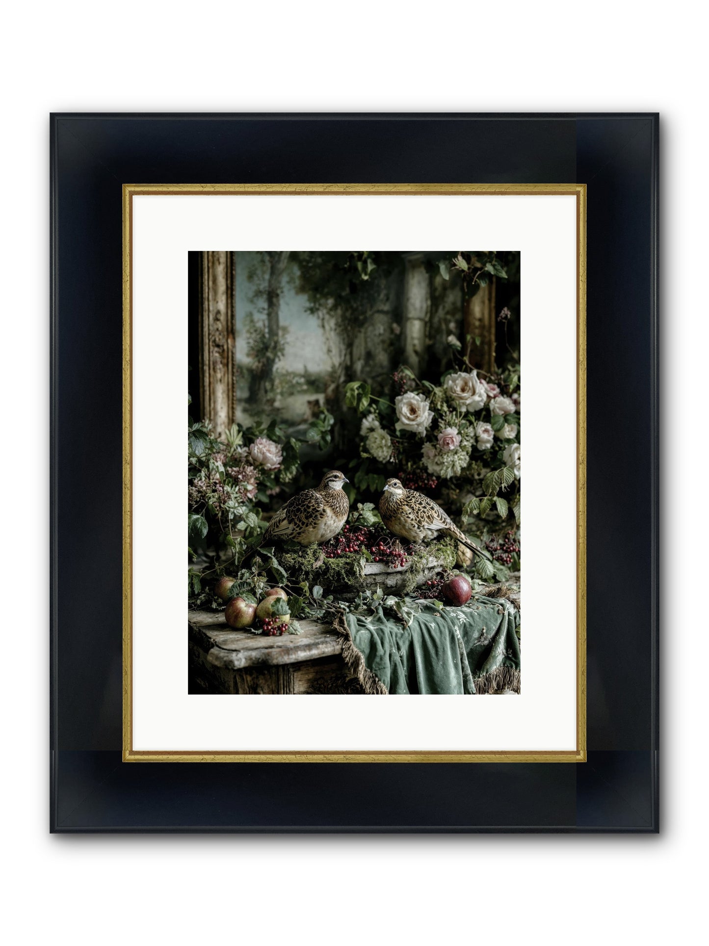 Rose Muses Framed Print - Wide Black w/Gold 12x16