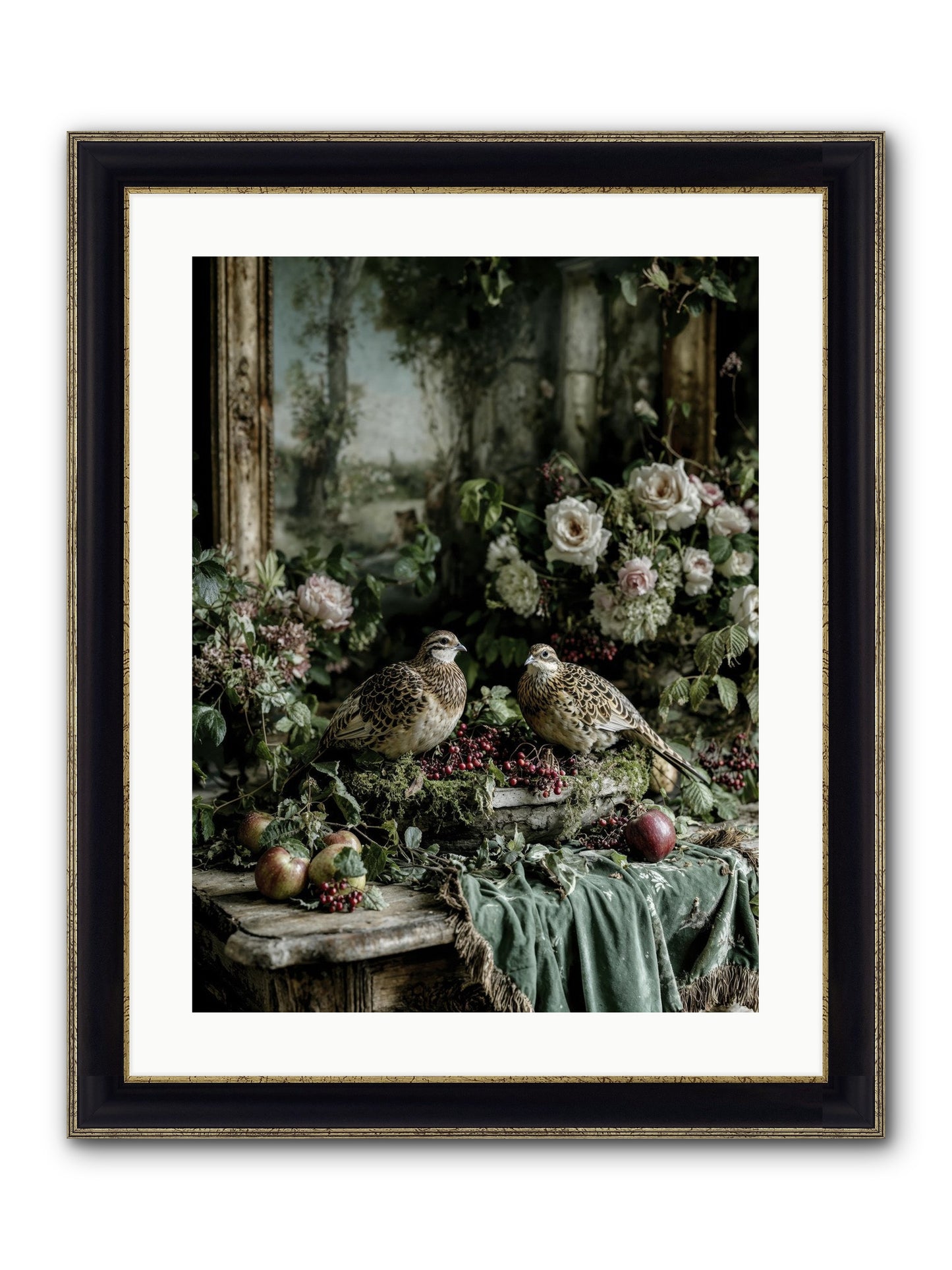 Rose Muses Framed Print - Black & Gold 18x24