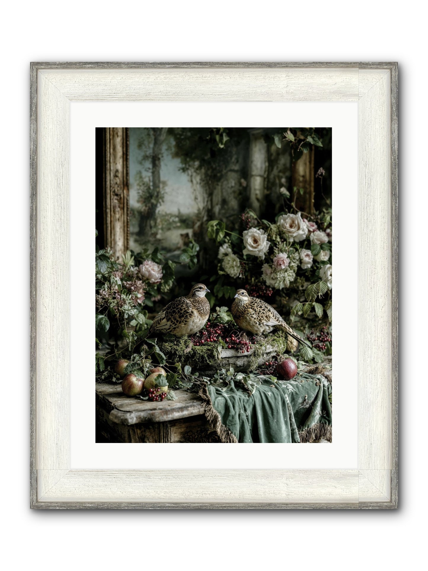Rose Muses Framed Print - Driftwood White 18x24