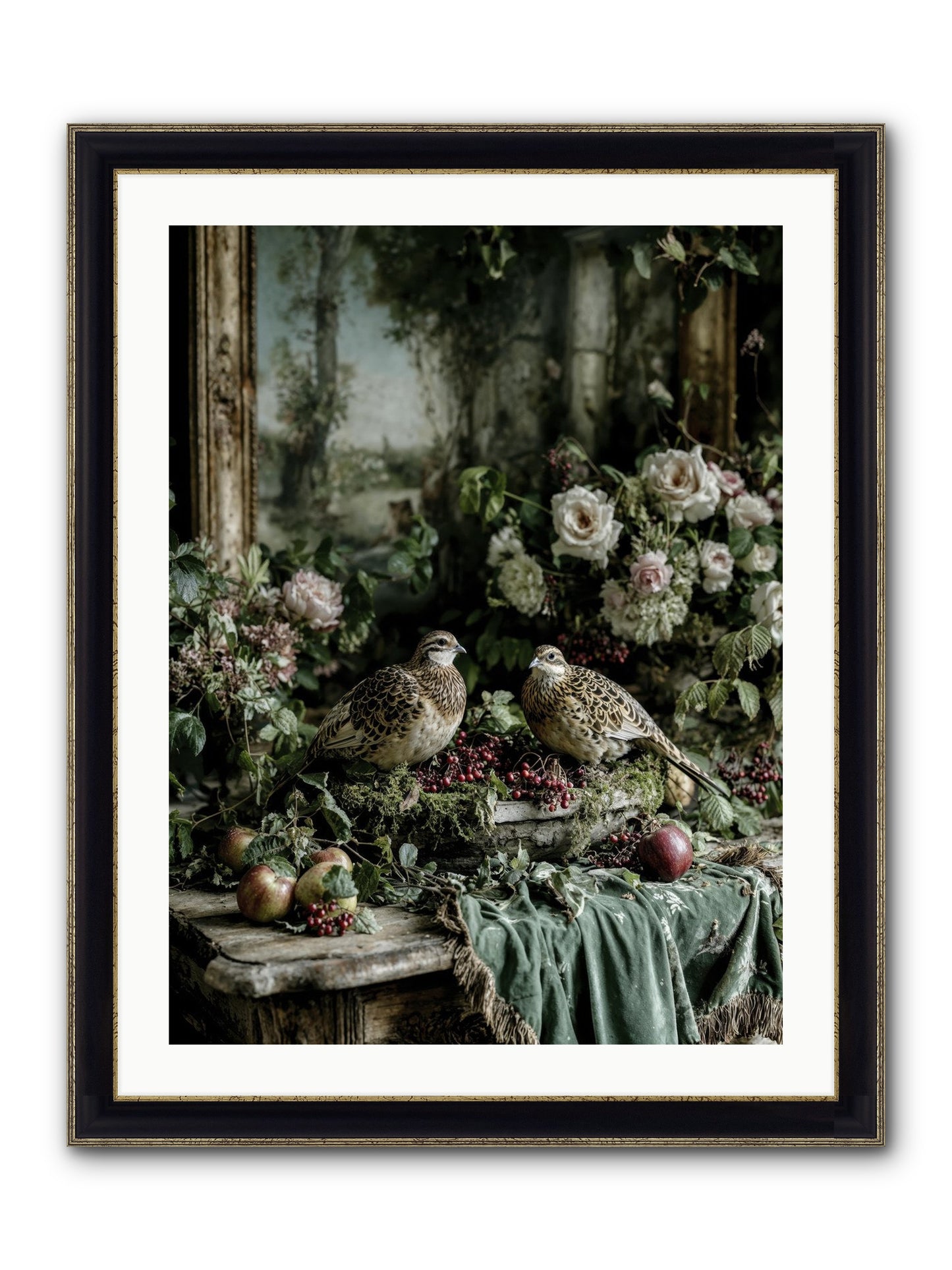 Rose Muses Framed Print - Black & Gold 24x32