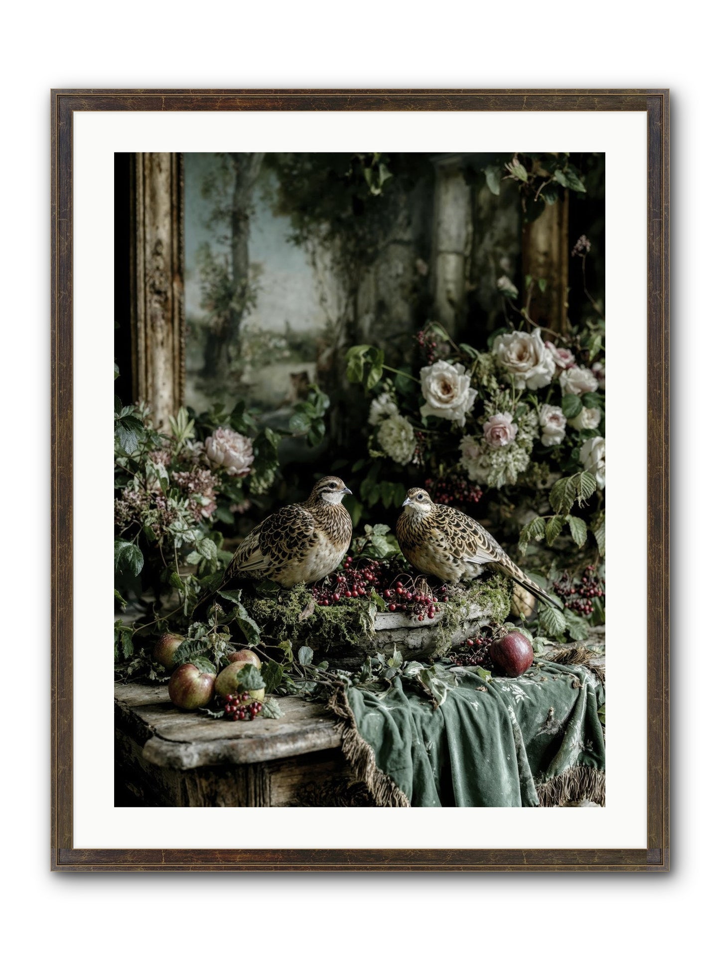 Rose Muses Framed Print - Slimwoods Black/Gold 24x32