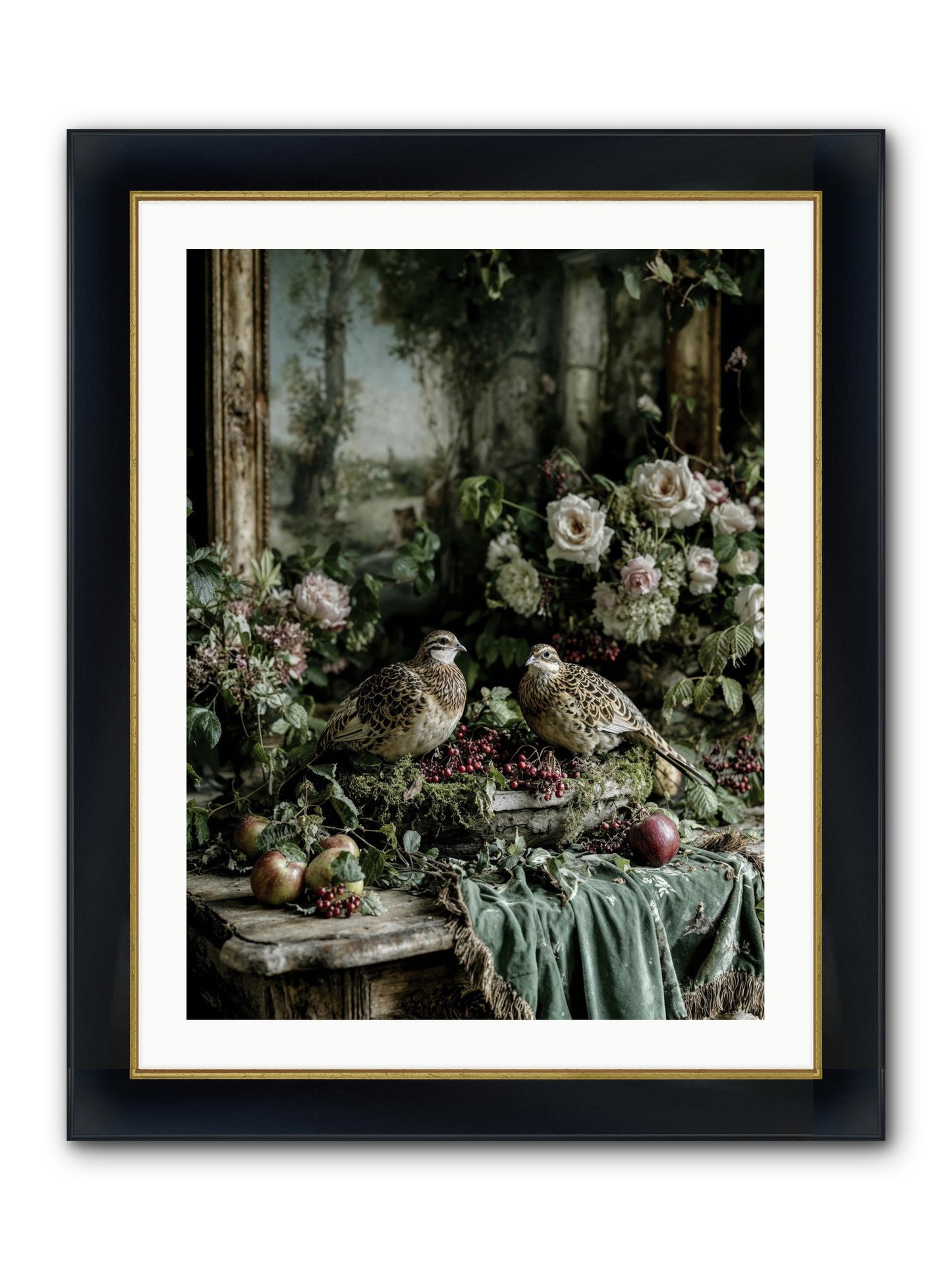 Rose Muses Framed Print - Wide Black w/Gold 24x32