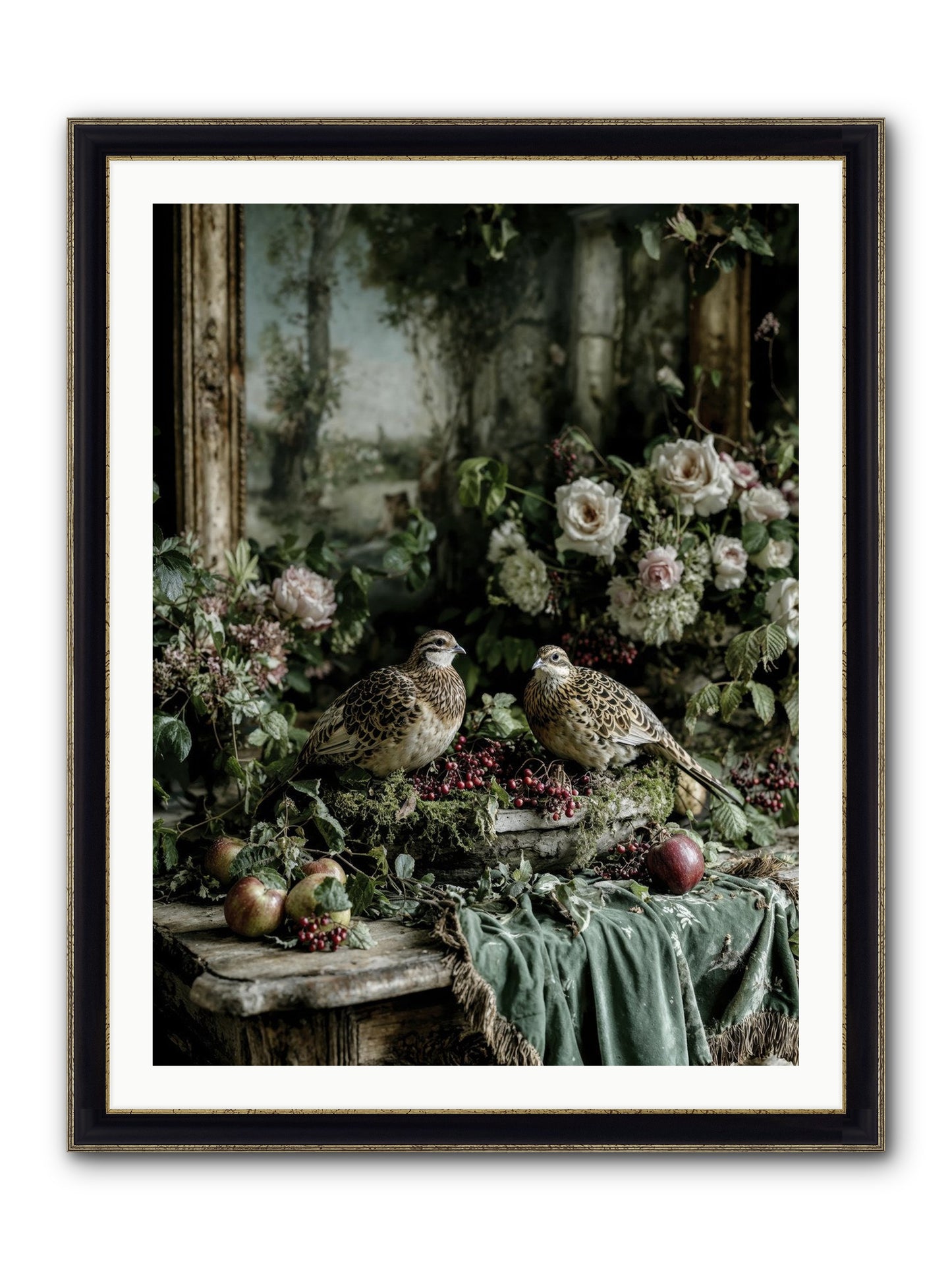 Rose Muses Framed Print - Black & Gold 30x40