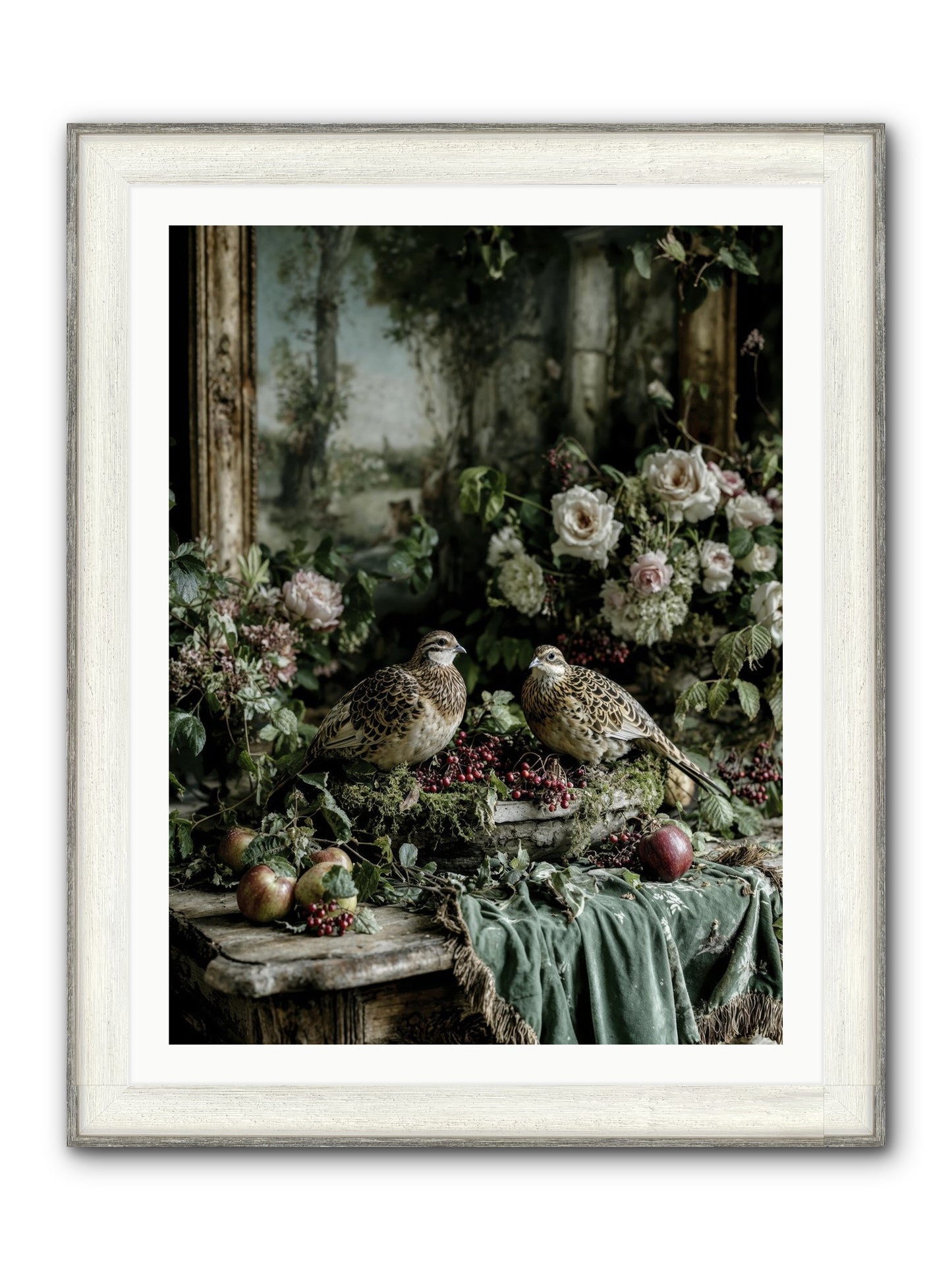 Rose Muses Framed Print - Driftwood White 30x40