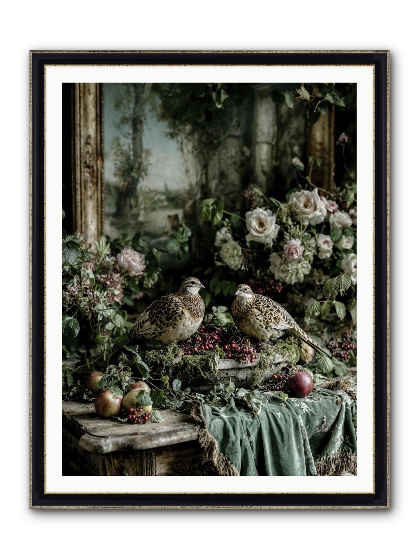 Rose Muses Framed Print - Black & Gold 36x48