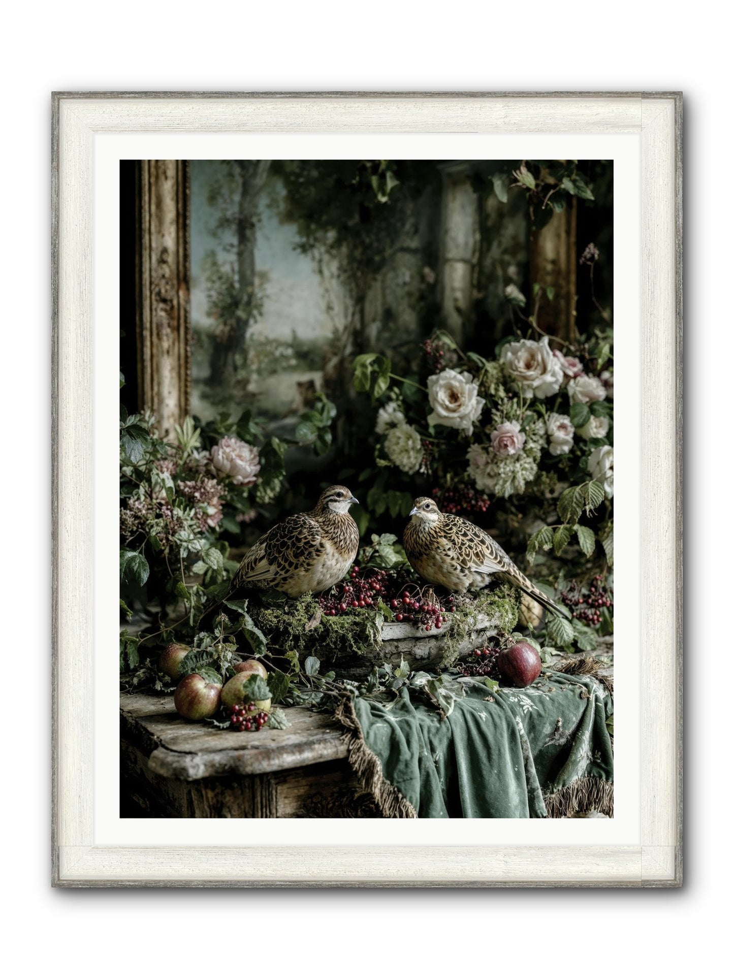 Rose Muses Framed Print - Driftwood White 36x48