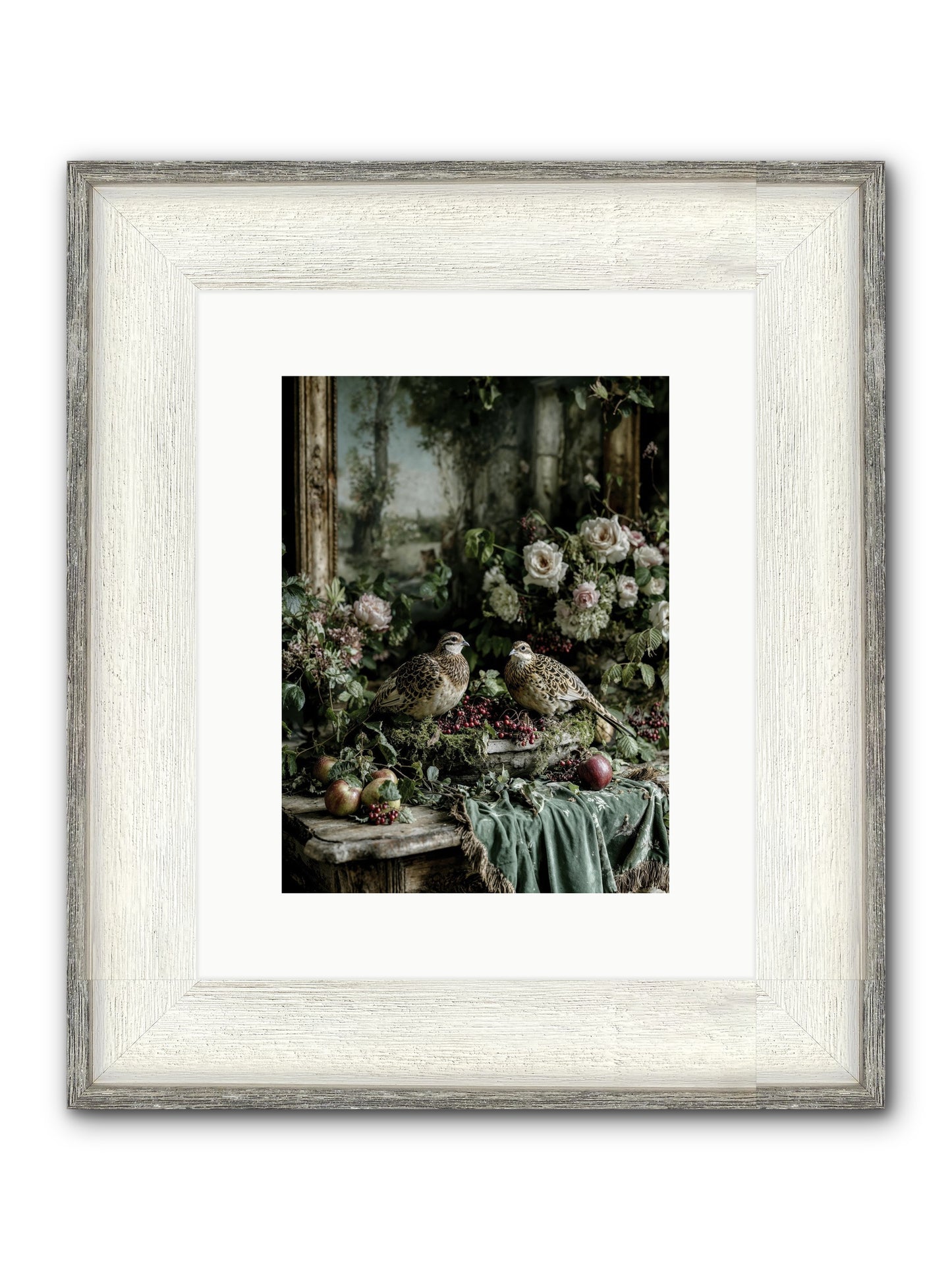 Rose Muses Framed Print - Driftwood White 9x12