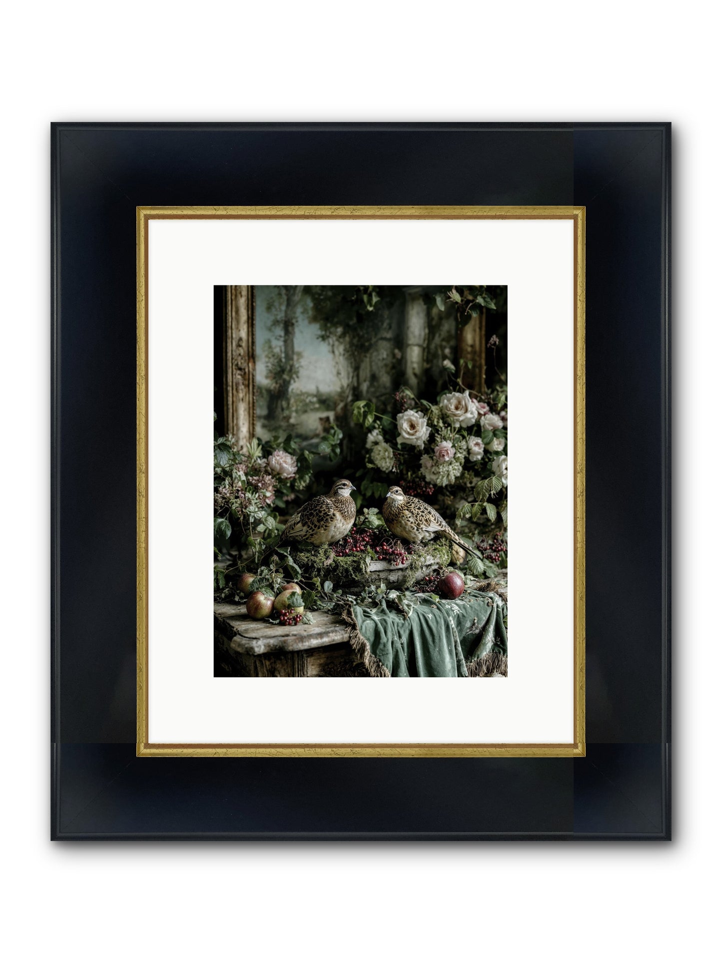 Rose Muses Framed Print - Wide Black w/Gold 9x12
