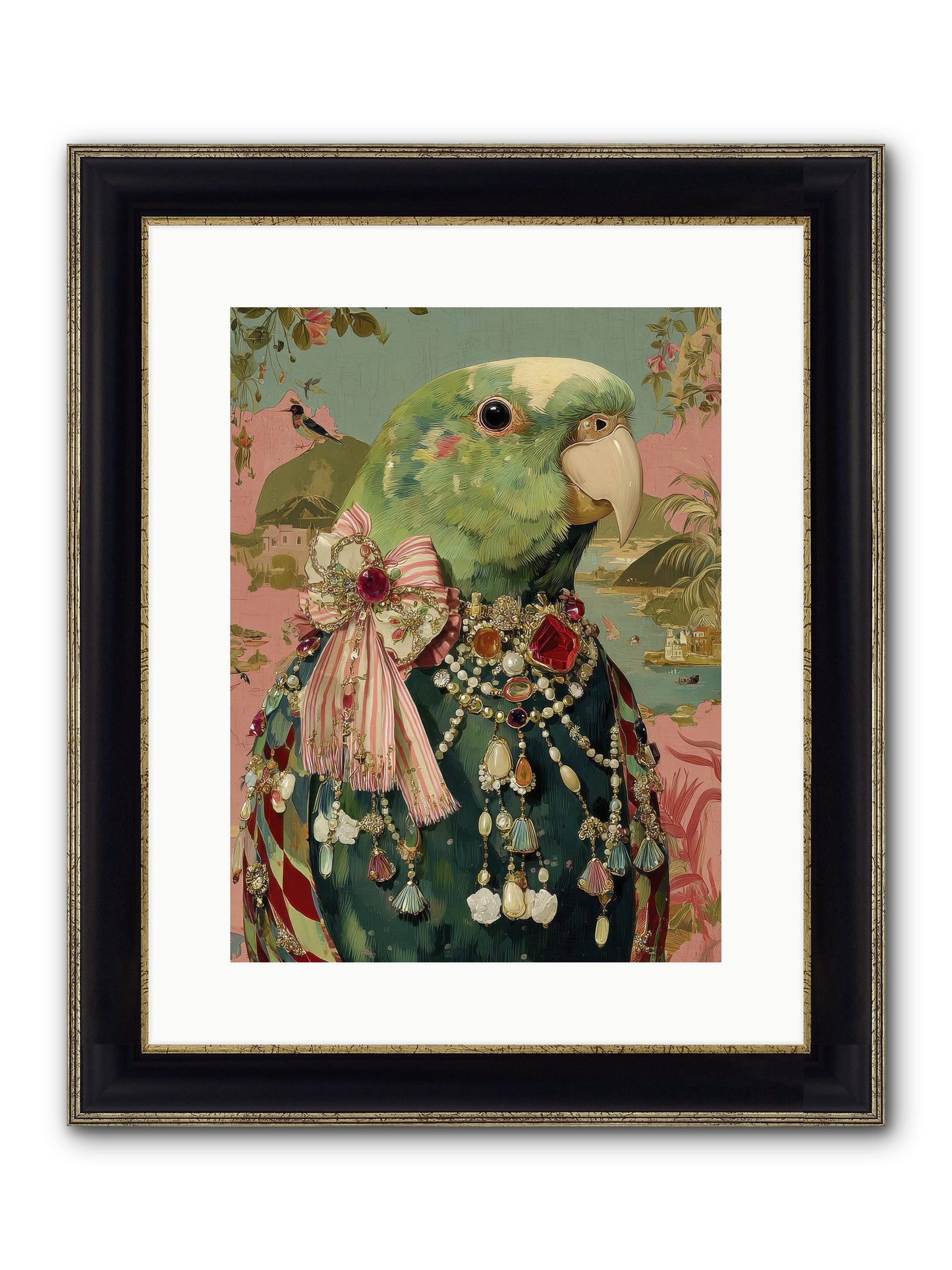 Rose Petals Before The Curtain Framed Print - Black & Gold 12x16