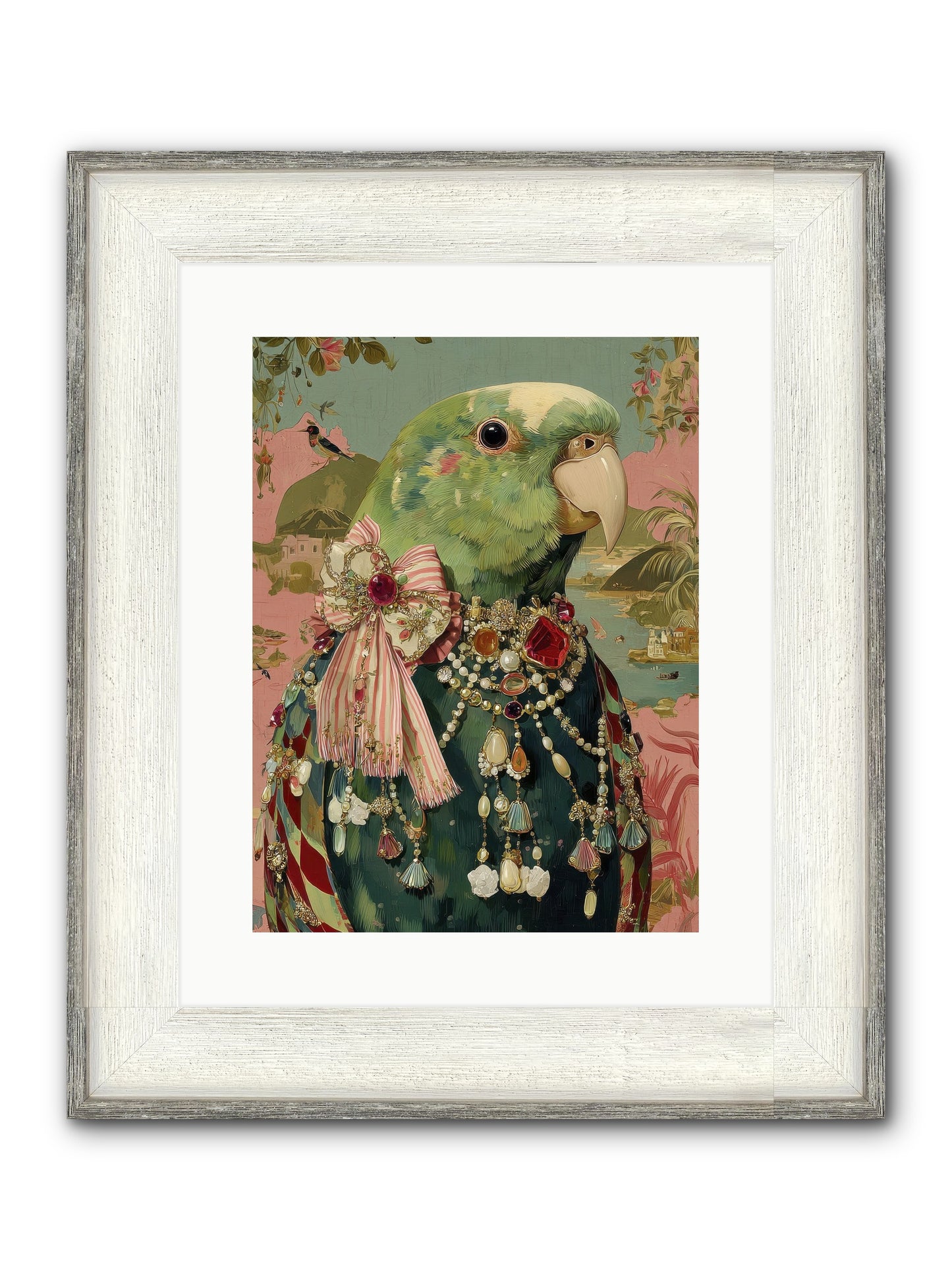 Rose Petals Before The Curtain Framed Print - Driftwood White 12x16
