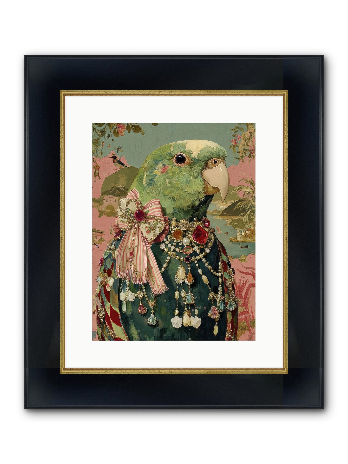 Rose Petals Before The Curtain Framed Print - Wide Black w/Gold 12x16