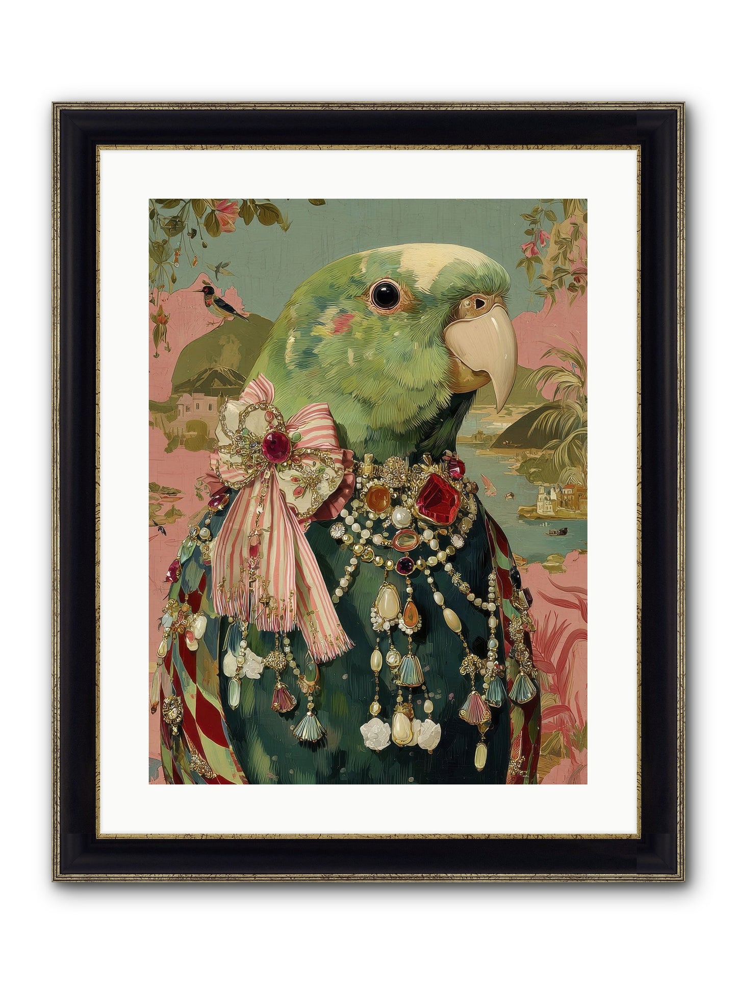 Rose Petals Before The Curtain Framed Print - Black & Gold 18x24