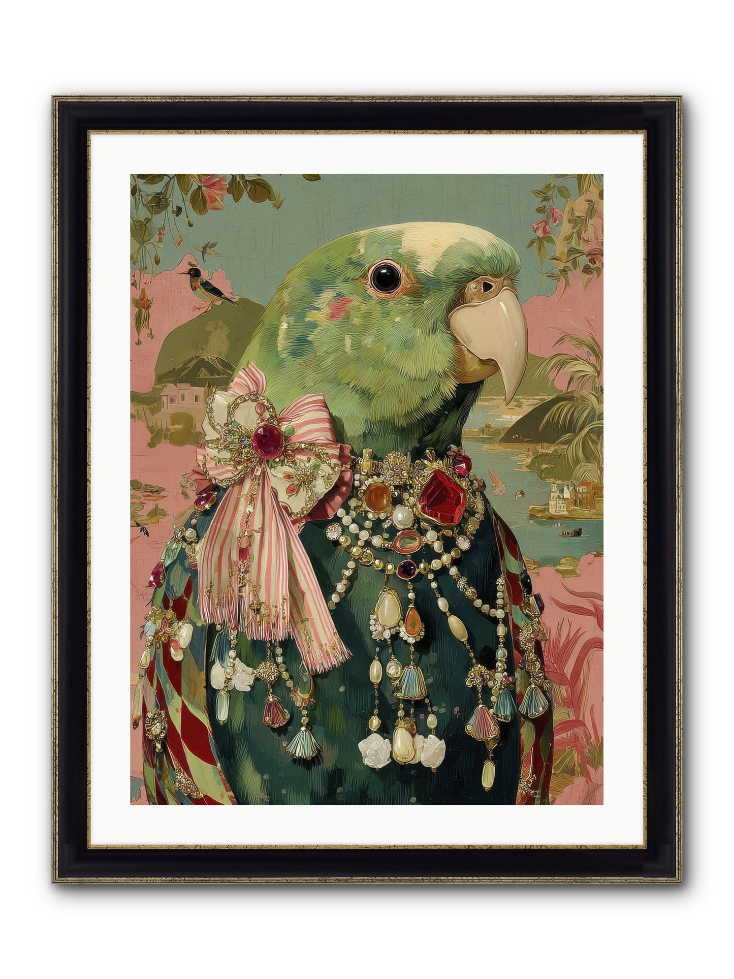 Rose Petals Before The Curtain Framed Print - Black & Gold 24x32