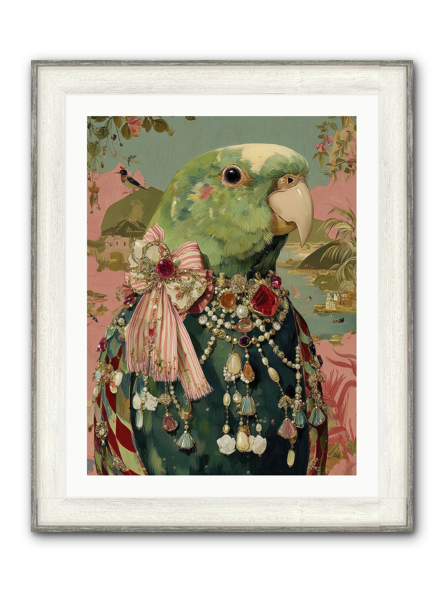 Rose Petals Before The Curtain Framed Print - Driftwood White 24x32