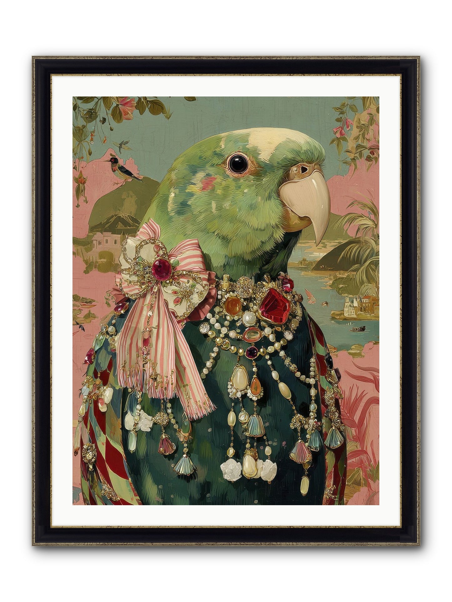 Rose Petals Before The Curtain Framed Print - Black & Gold 30x40