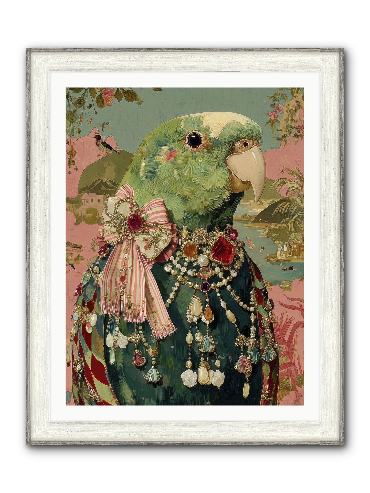 Rose Petals Before The Curtain Framed Print - Driftwood White 30x40