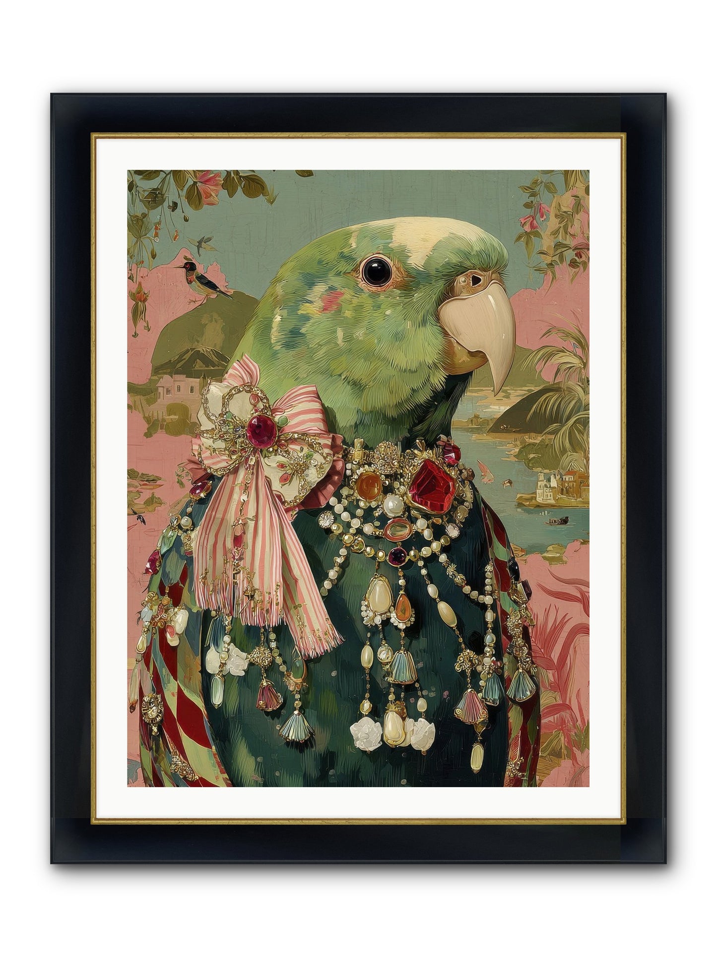 Rose Petals Before The Curtain Framed Print - Wide Black w/Gold 30x40