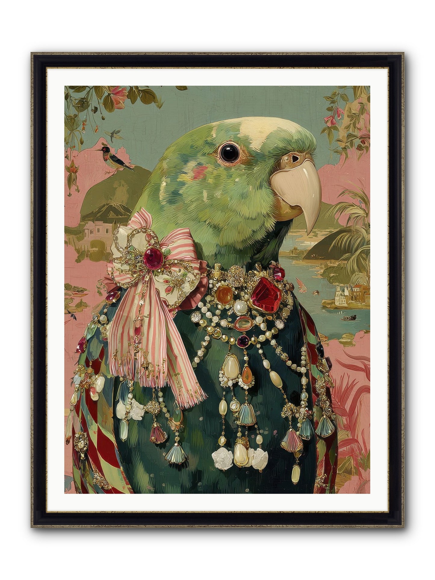 Rose Petals Before The Curtain Framed Print - Black & Gold 36x48