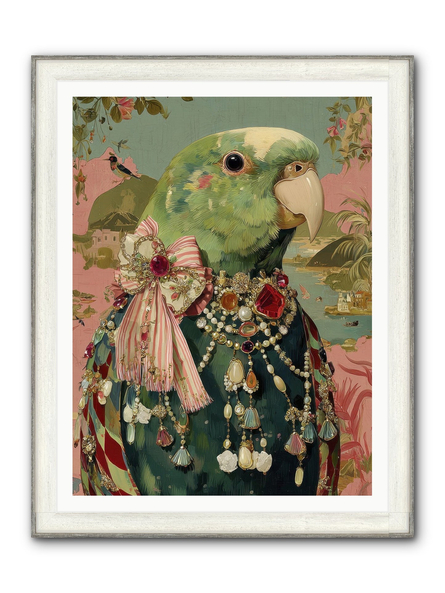 Rose Petals Before The Curtain Framed Print - Driftwood White 36x48