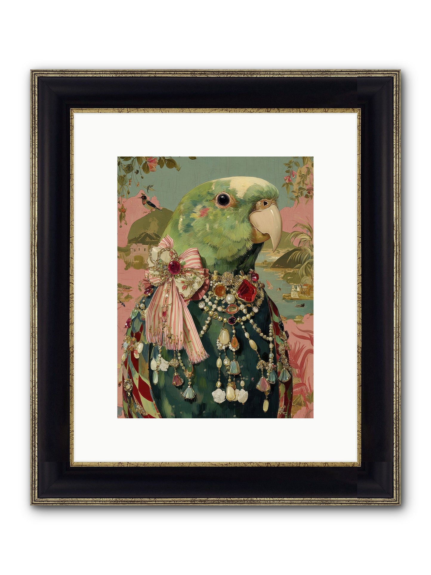 Rose Petals Before The Curtain Framed Print - Black & Gold 9x12