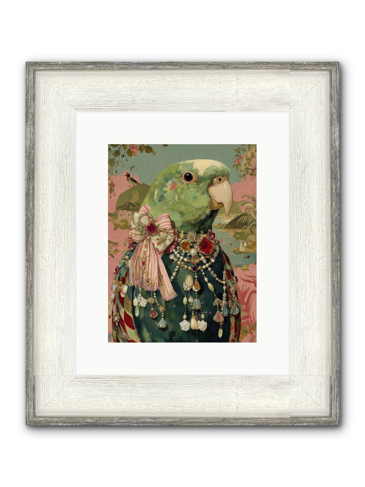 Rose Petals Before The Curtain Framed Print - Driftwood White 9x12