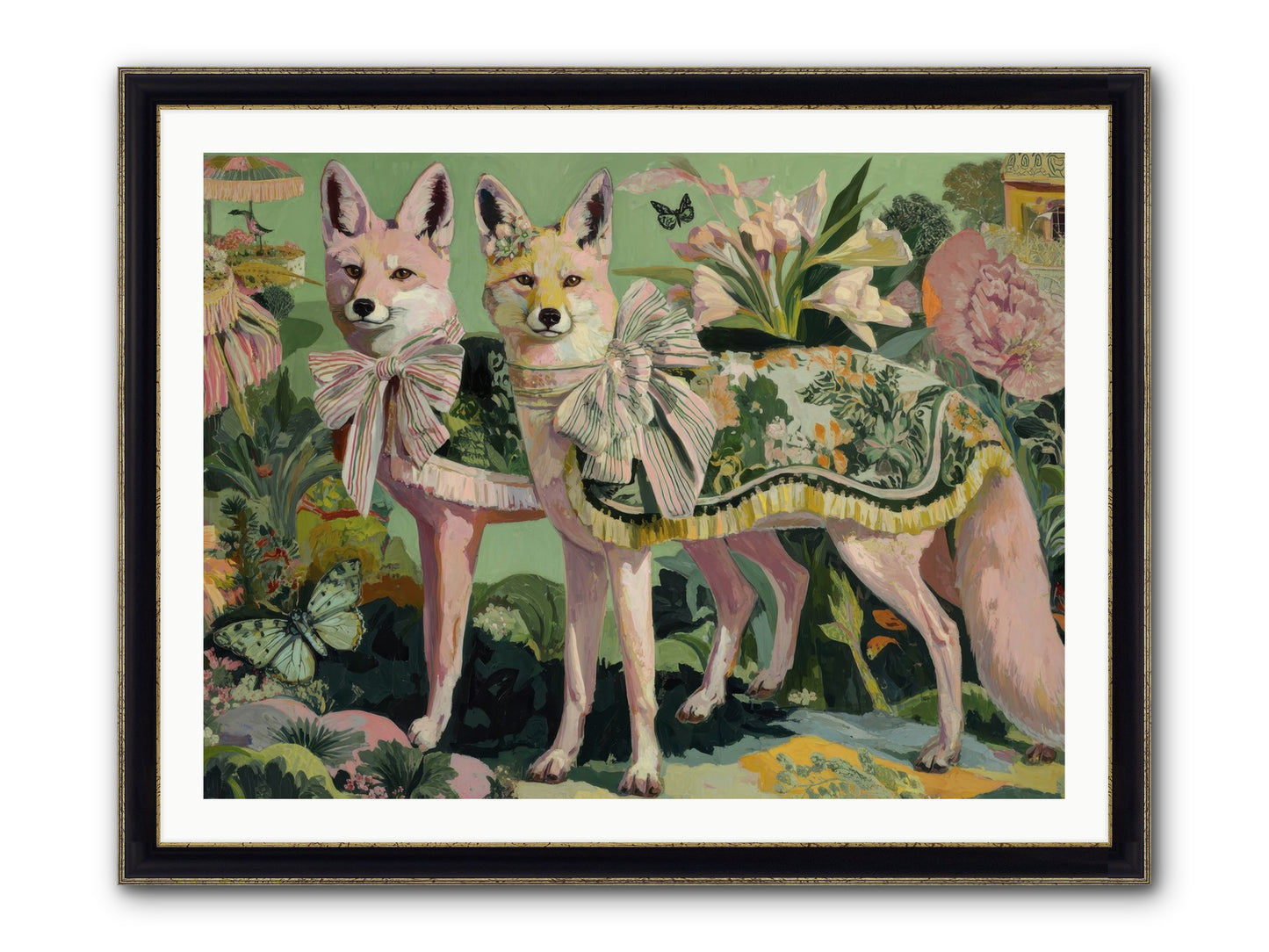 Rose Whisper No.1 Framed Print - Black & Gold 40x30