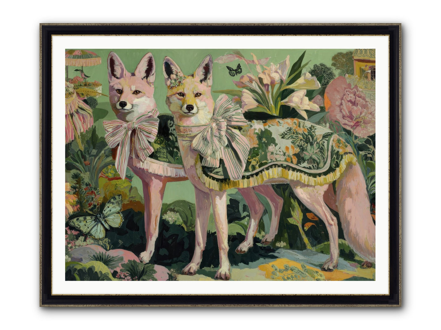 Rose Whisper No.1 Framed Print - Black & Gold 48x36