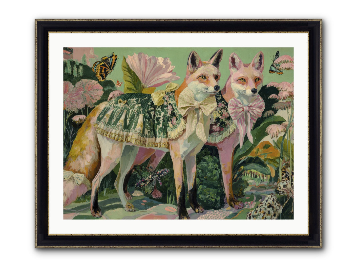 Rose Whisper No.2 Framed Print - Black & Gold 32x24
