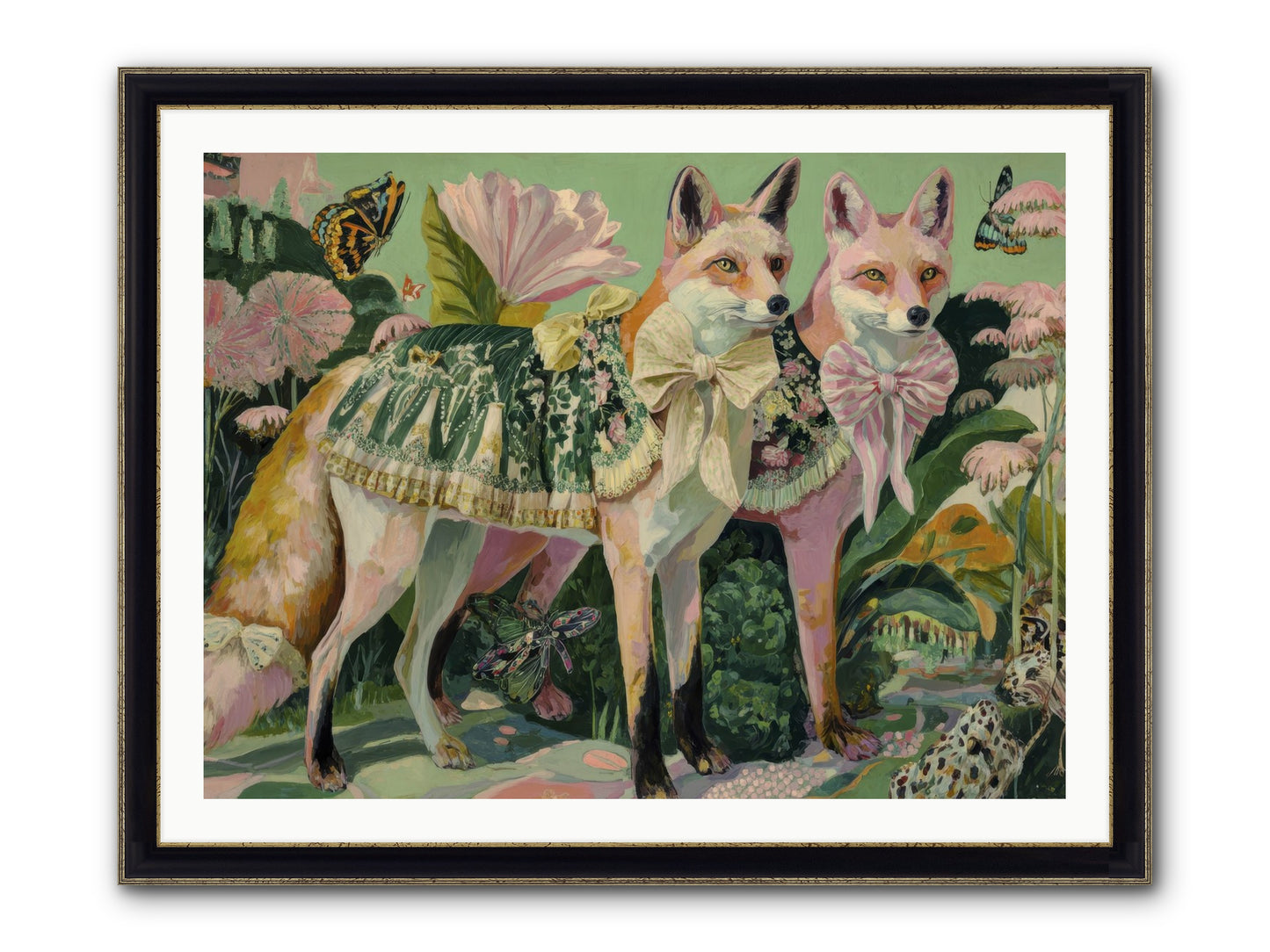 Rose Whisper No.2 Framed Print - Black & Gold 40x30