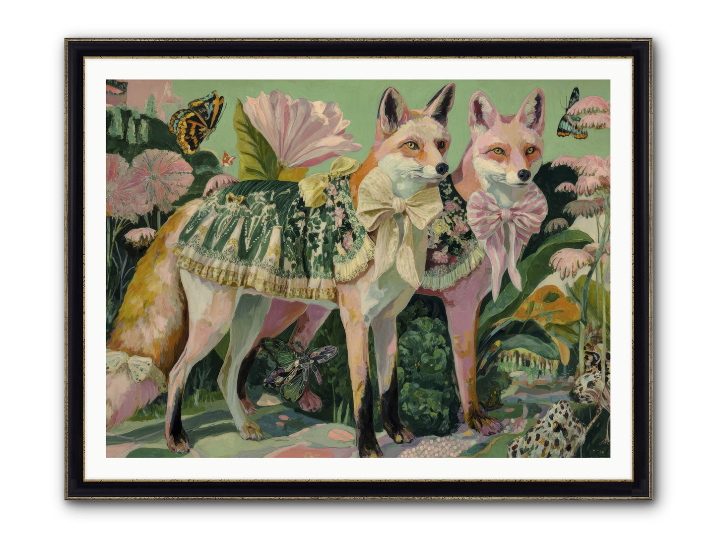 Rose Whisper No.2 Framed Print - Black & Gold 48x36