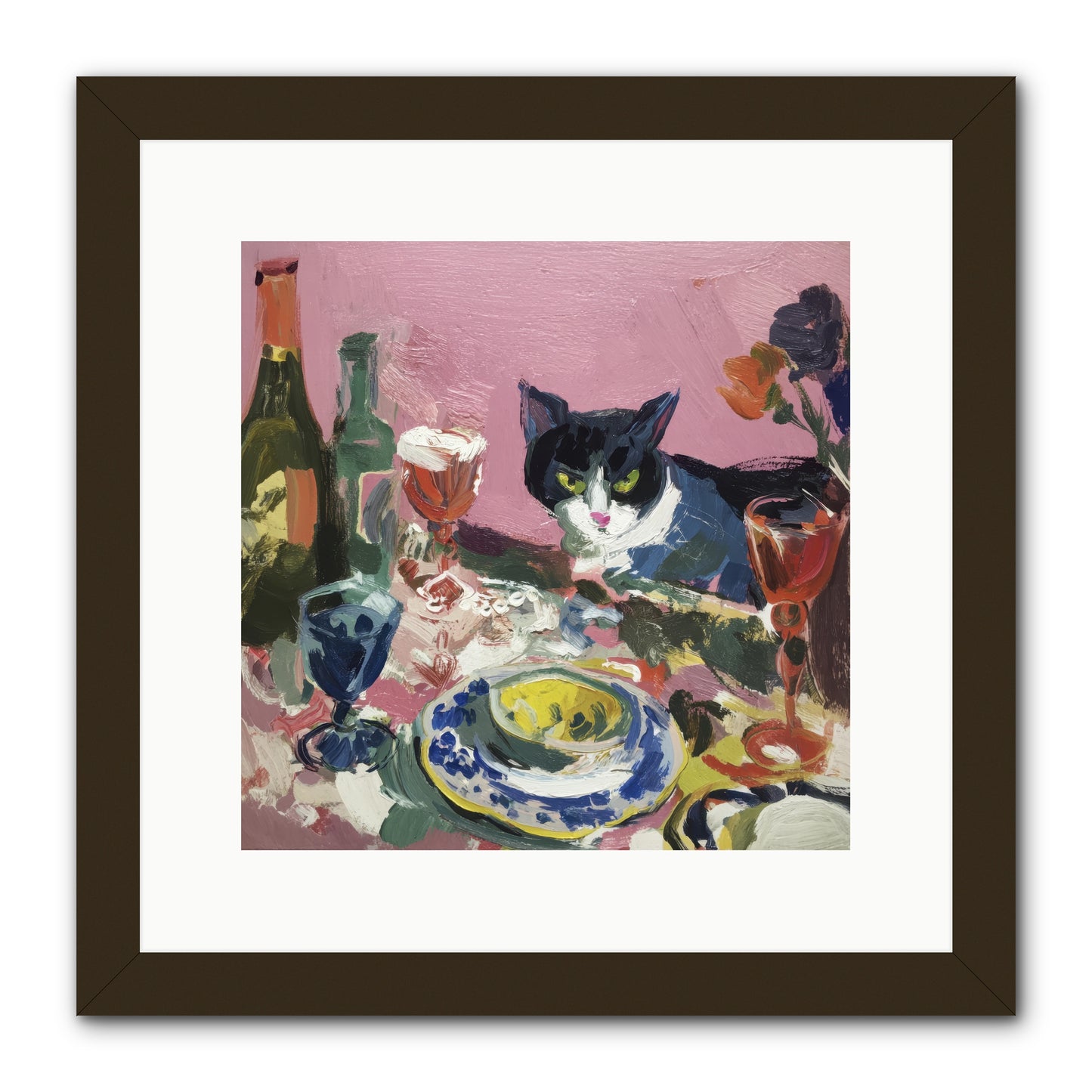 roseabholm Whiskers Among Masterpieces France ephemeral --pro a8dda3ab-996b-442f-a239-3129c9343ce8 1 -- Framed Print - Black 12x12