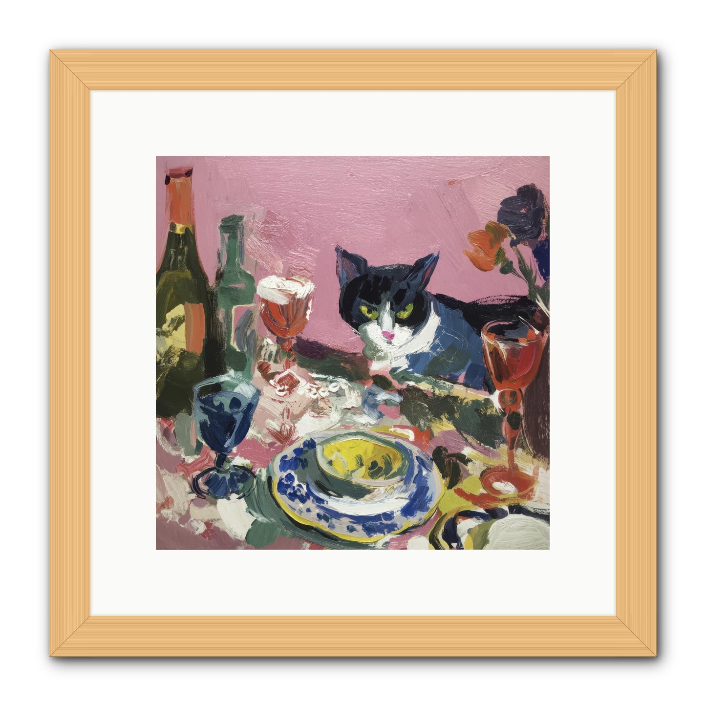 roseabholm Whiskers Among Masterpieces France ephemeral --pro a8dda3ab-996b-442f-a239-3129c9343ce8 1 -- Framed Print - Natural 12x12