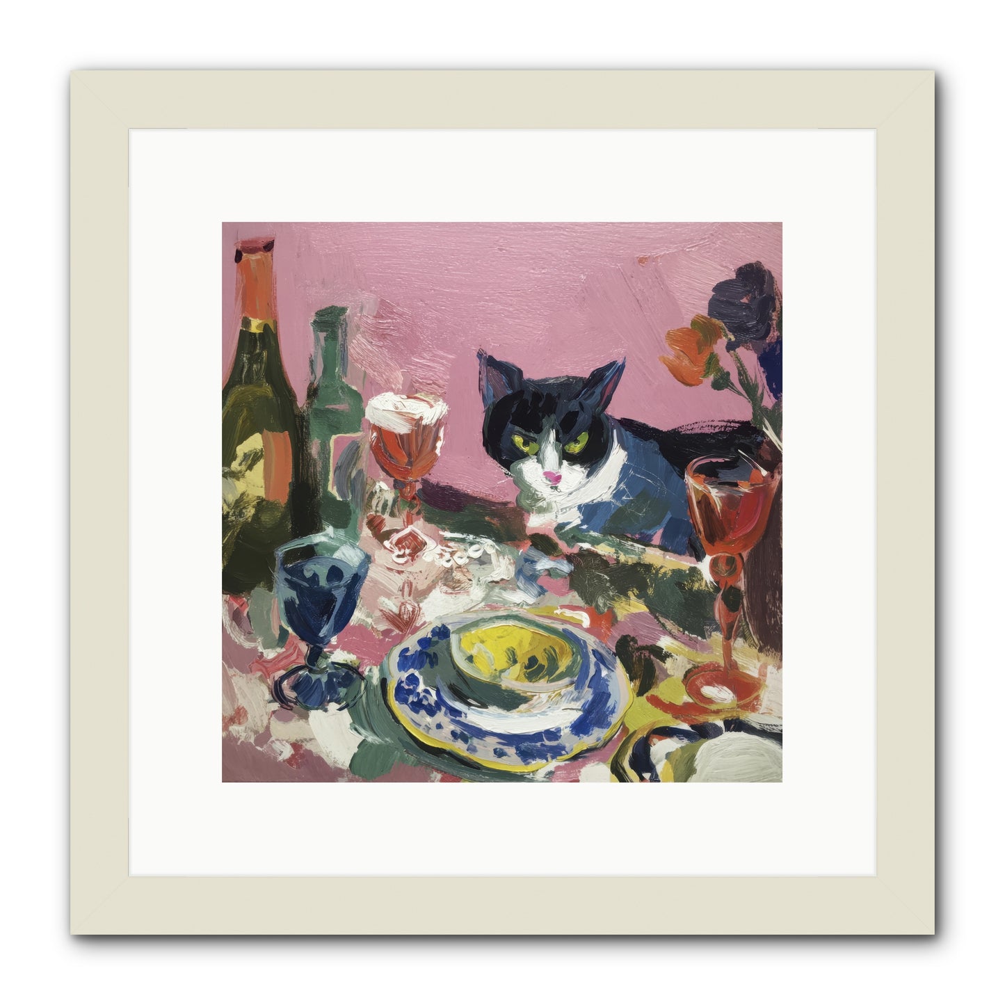 roseabholm Whiskers Among Masterpieces France ephemeral --pro a8dda3ab-996b-442f-a239-3129c9343ce8 1 -- Framed Print - White 12x12
