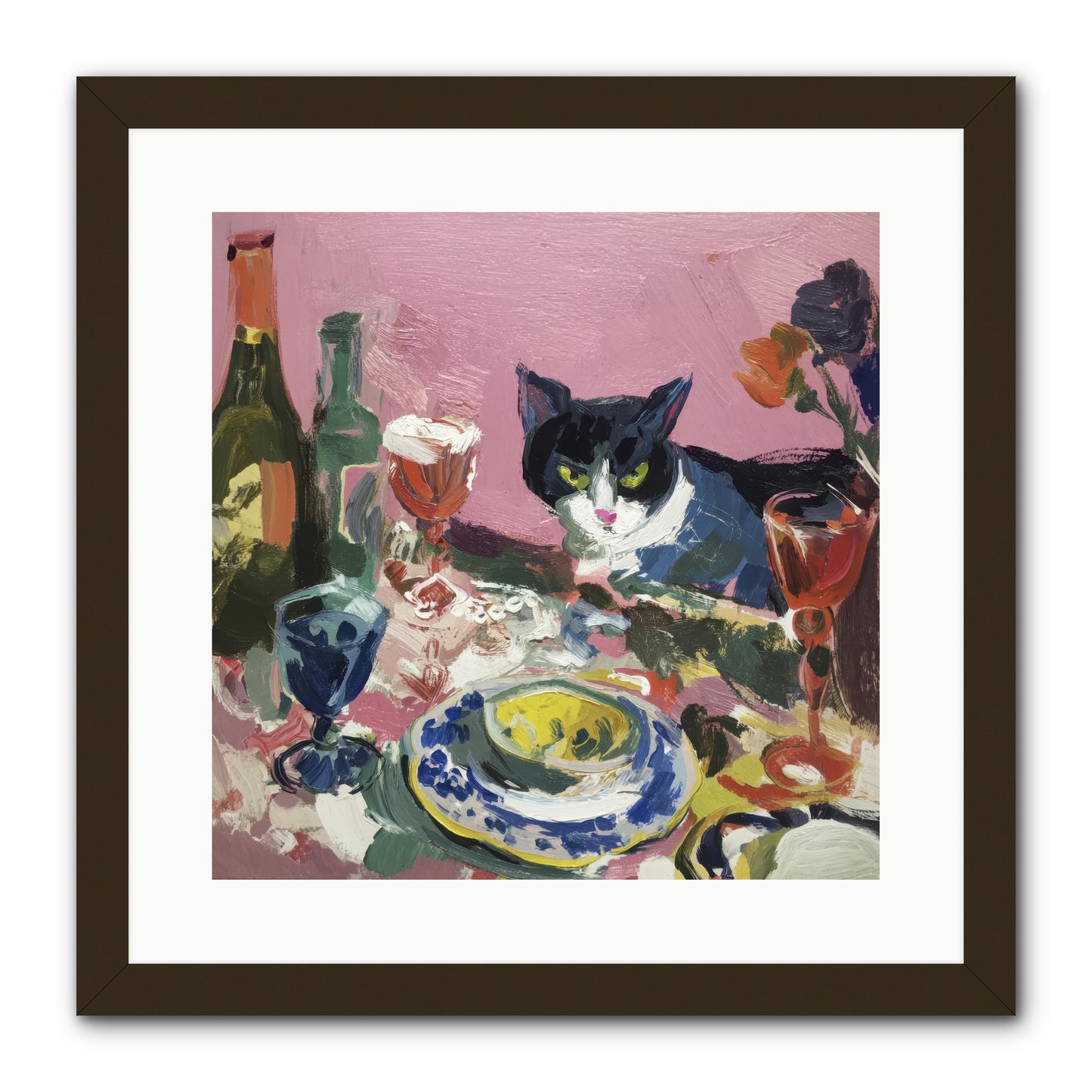 roseabholm Whiskers Among Masterpieces France ephemeral --pro a8dda3ab-996b-442f-a239-3129c9343ce8 1 -- Framed Print - Black 16x16
