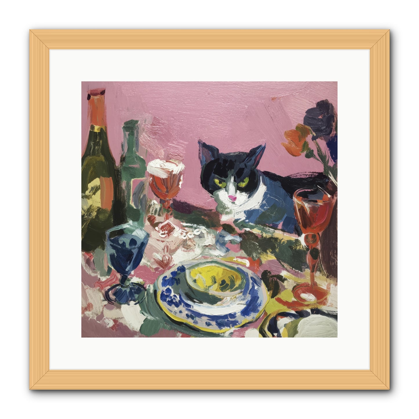 roseabholm Whiskers Among Masterpieces France ephemeral --pro a8dda3ab-996b-442f-a239-3129c9343ce8 1 -- Framed Print - Natural 16x16