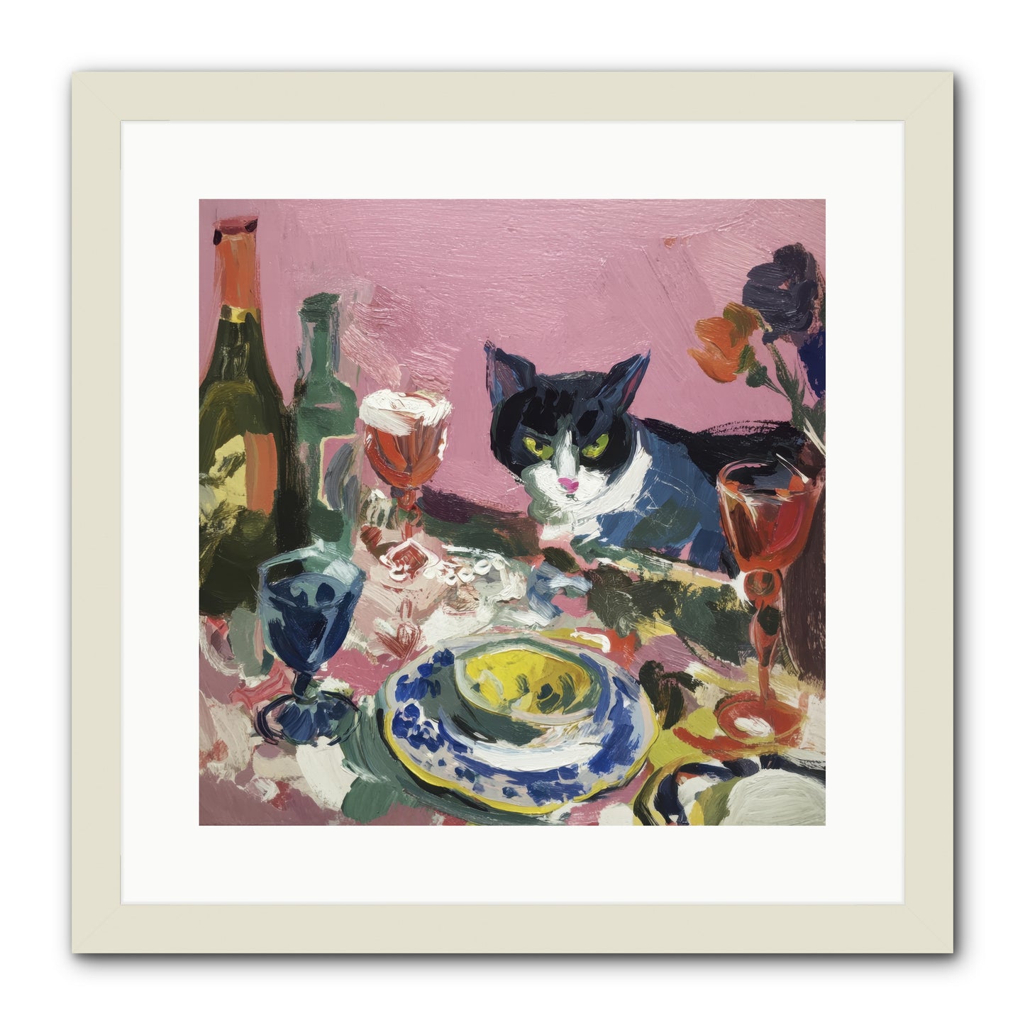 roseabholm Whiskers Among Masterpieces France ephemeral --pro a8dda3ab-996b-442f-a239-3129c9343ce8 1 -- Framed Print - White 16x16