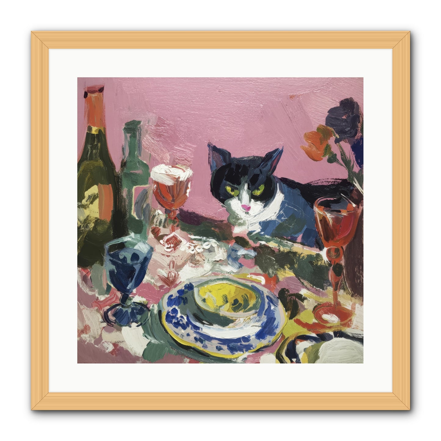 roseabholm Whiskers Among Masterpieces France ephemeral --pro a8dda3ab-996b-442f-a239-3129c9343ce8 1 -- Framed Print - Natural 20x20