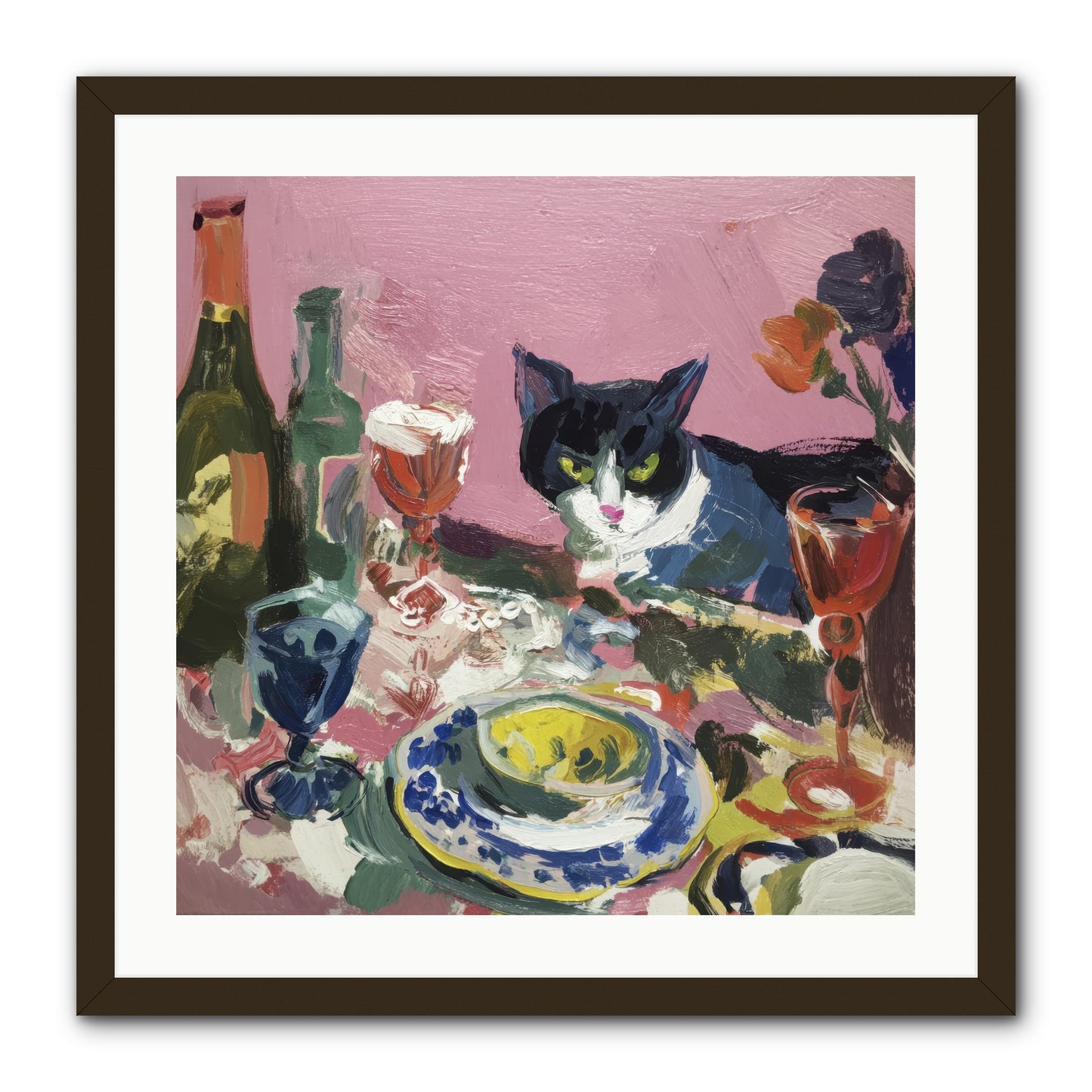 roseabholm Whiskers Among Masterpieces France ephemeral --pro a8dda3ab-996b-442f-a239-3129c9343ce8 1 -- Framed Print - Black 24x24
