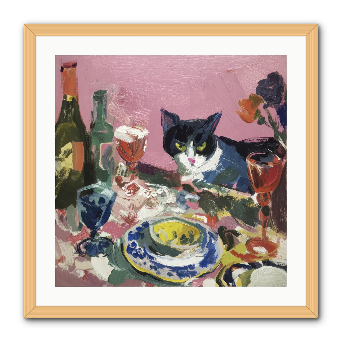 roseabholm Whiskers Among Masterpieces France ephemeral --pro a8dda3ab-996b-442f-a239-3129c9343ce8 1 -- Framed Print - Natural 24x24