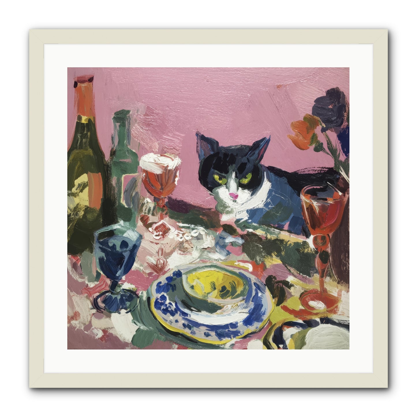 roseabholm Whiskers Among Masterpieces France ephemeral --pro a8dda3ab-996b-442f-a239-3129c9343ce8 1 -- Framed Print - White 24x24
