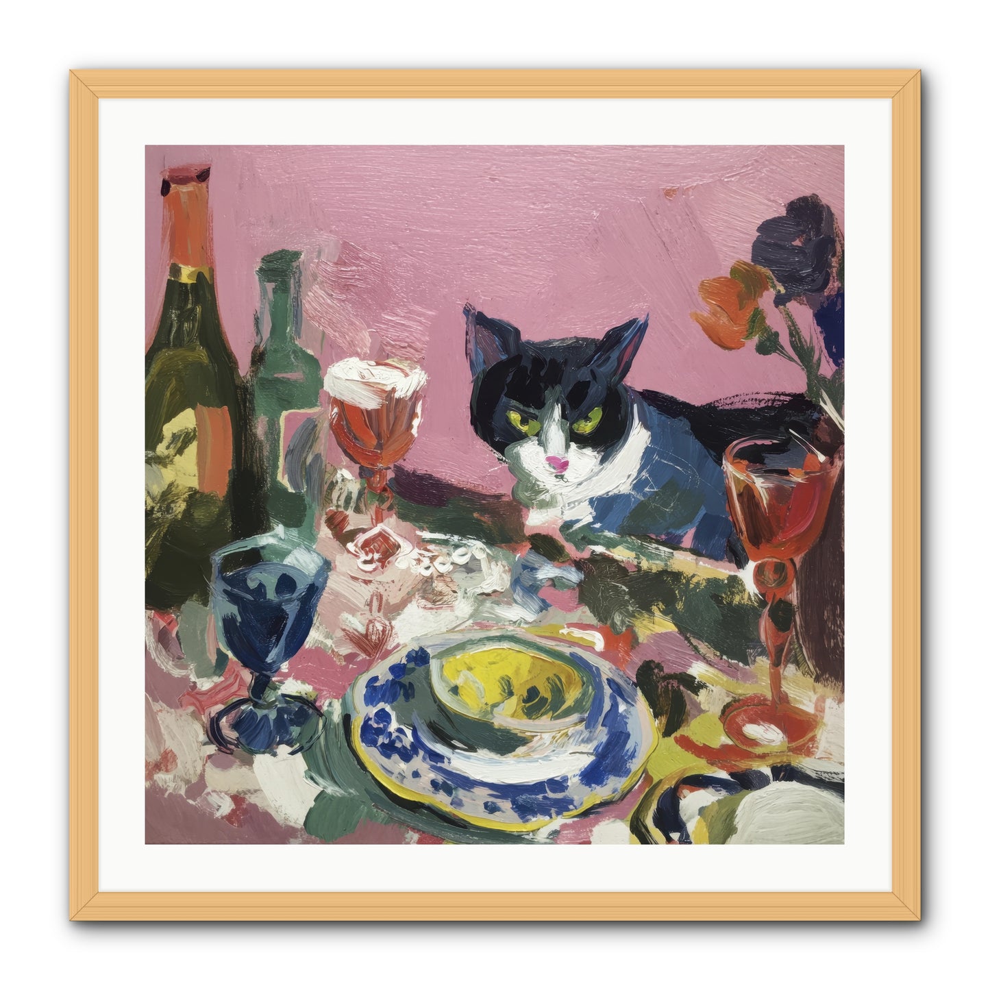 roseabholm Whiskers Among Masterpieces France ephemeral --pro a8dda3ab-996b-442f-a239-3129c9343ce8 1 -- Framed Print - Natural 30x30