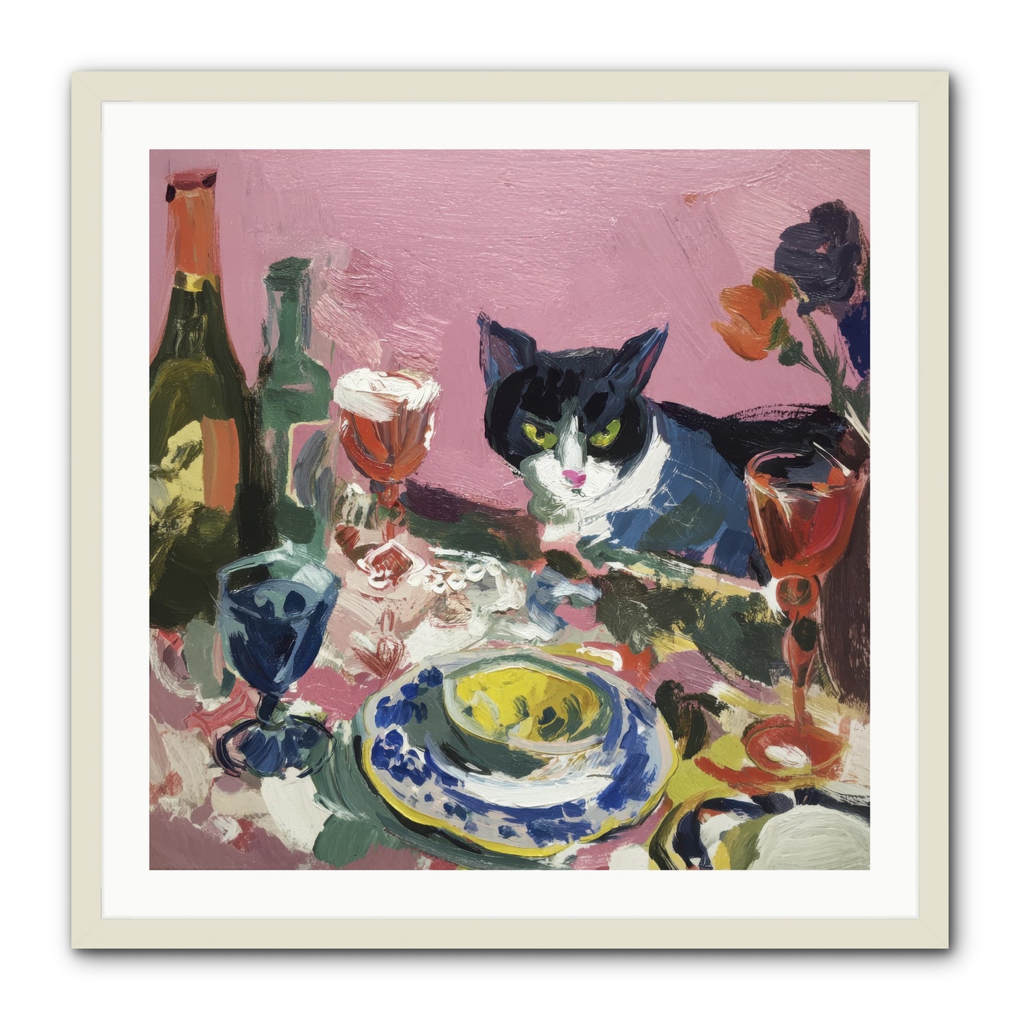 roseabholm Whiskers Among Masterpieces France ephemeral --pro a8dda3ab-996b-442f-a239-3129c9343ce8 1 -- Framed Print - White 30x30