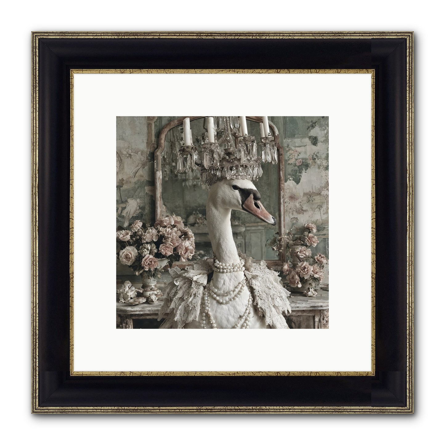 Roselight Afternoon Framed Print - Black & Gold 10x10