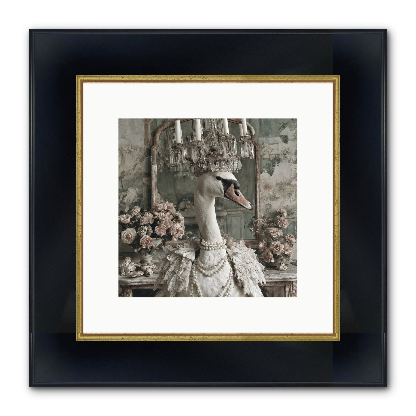 Roselight Afternoon Framed Print - Wide Black w/Gold 10x10