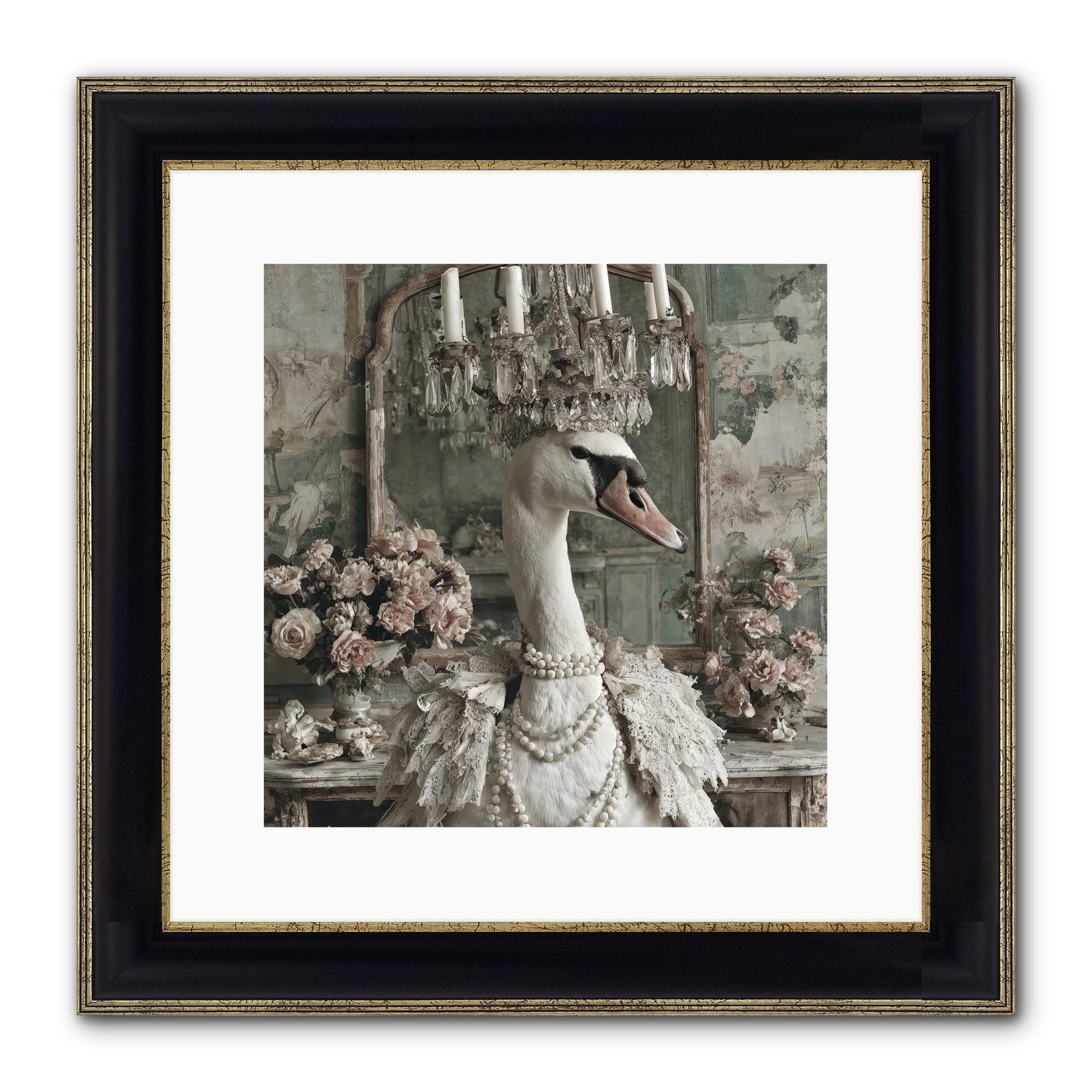 Roselight Afternoon Framed Print - Black & Gold 12x12