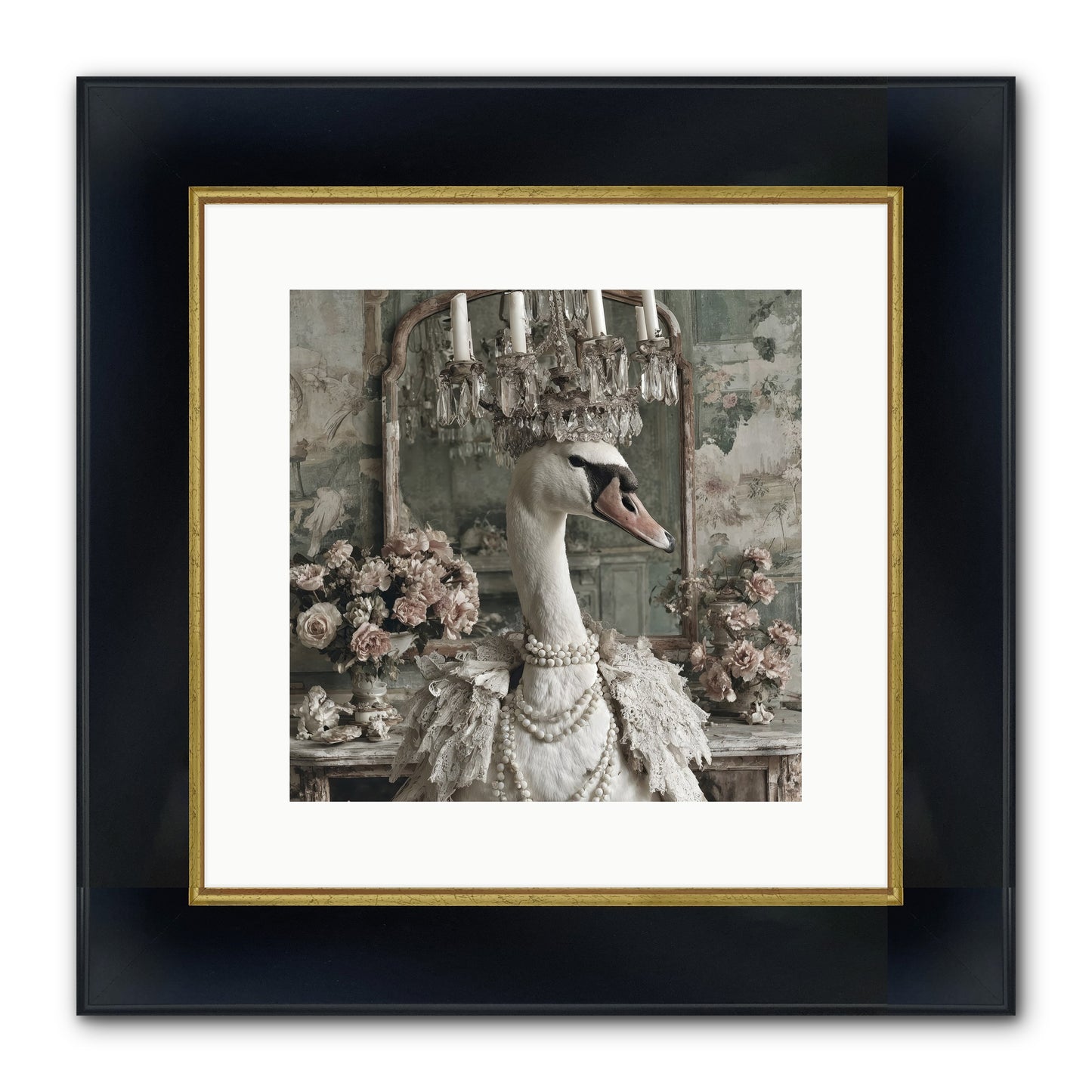 Roselight Afternoon Framed Print - Wide Black w/Gold 12x12
