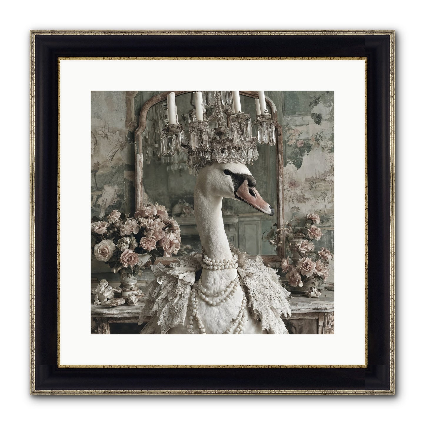Roselight Afternoon Framed Print - Black & Gold 16x16