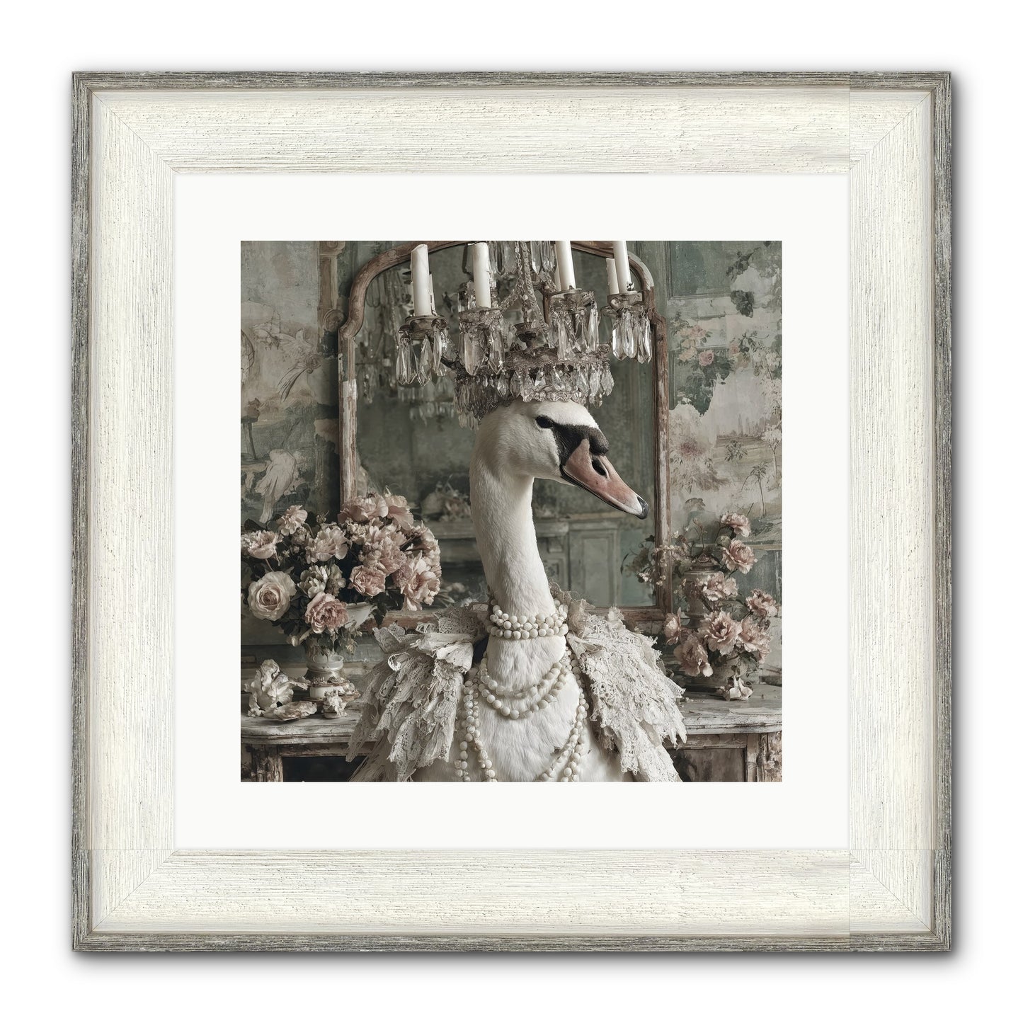 Roselight Afternoon Framed Print - Driftwood White 16x16