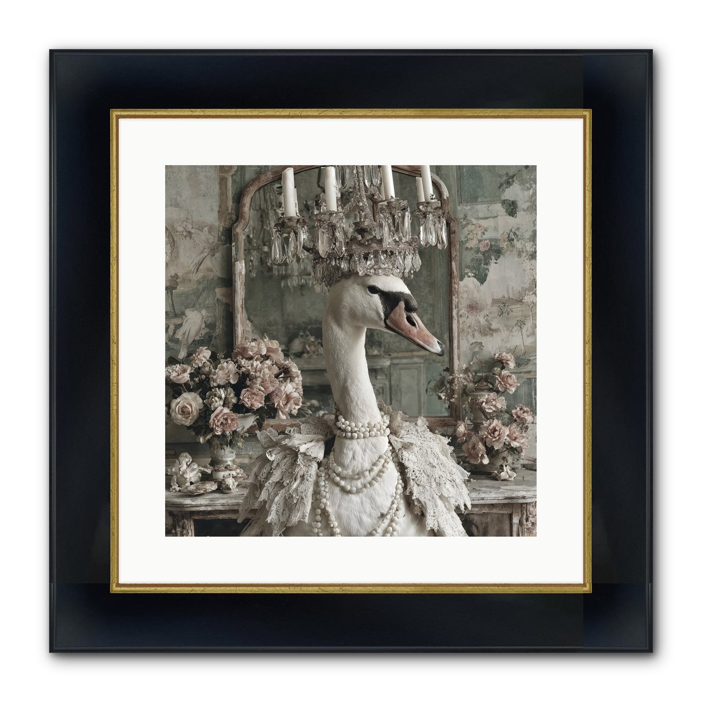 Roselight Afternoon Framed Print - Wide Black w/Gold 16x16